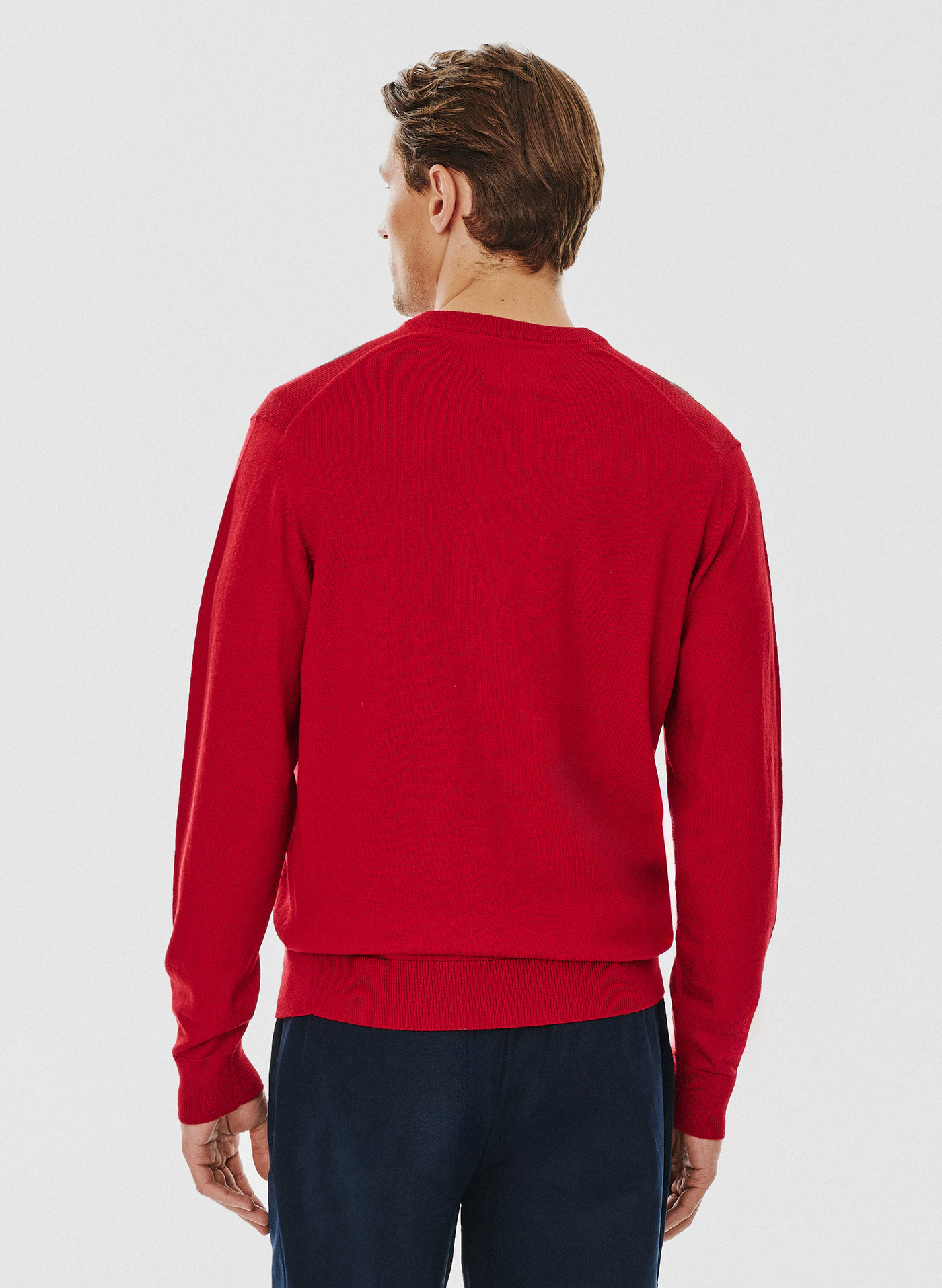 Czerwony męski sweter w serek - Pako Lorente