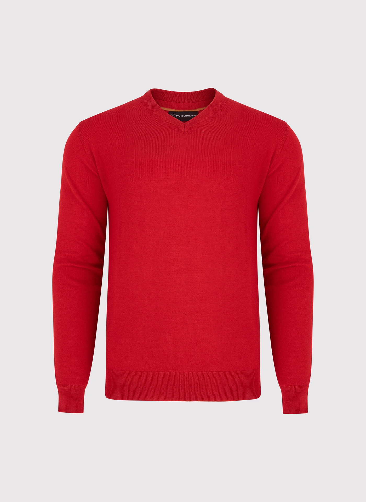 Czerwony męski sweter w serek - Pako Lorente