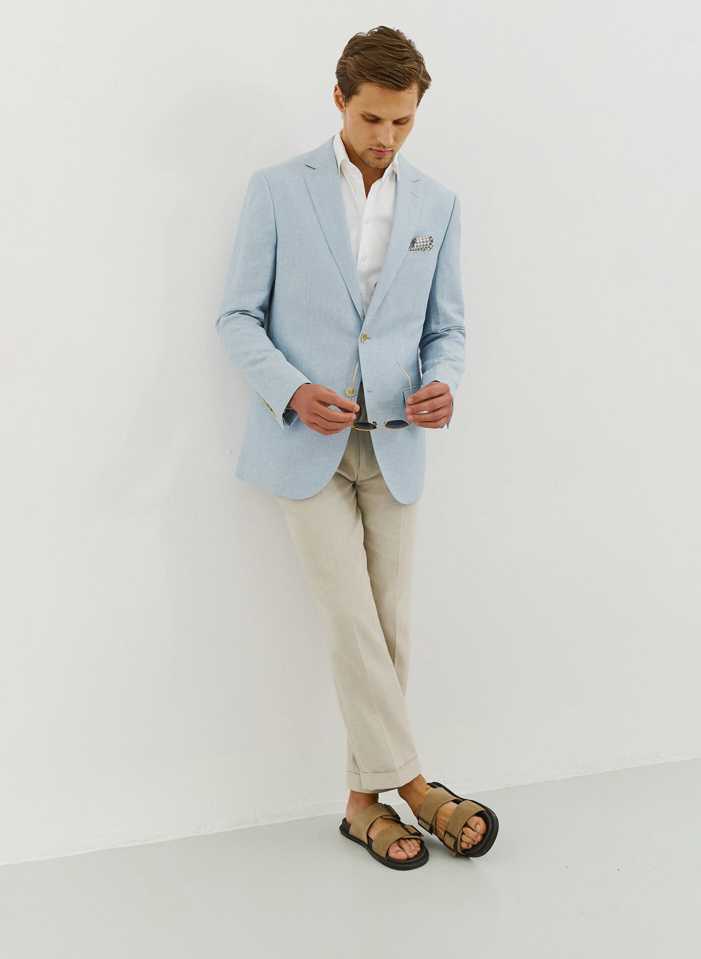 Lniana marynarka męska w kolorze niebieskim - Pako Lorente