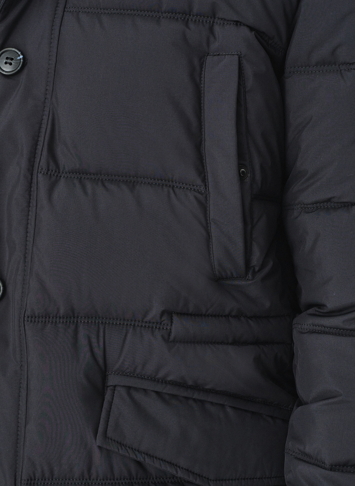 Granatowa pikowana kurtka z futrzanym kołnierzem - Pako Lorente