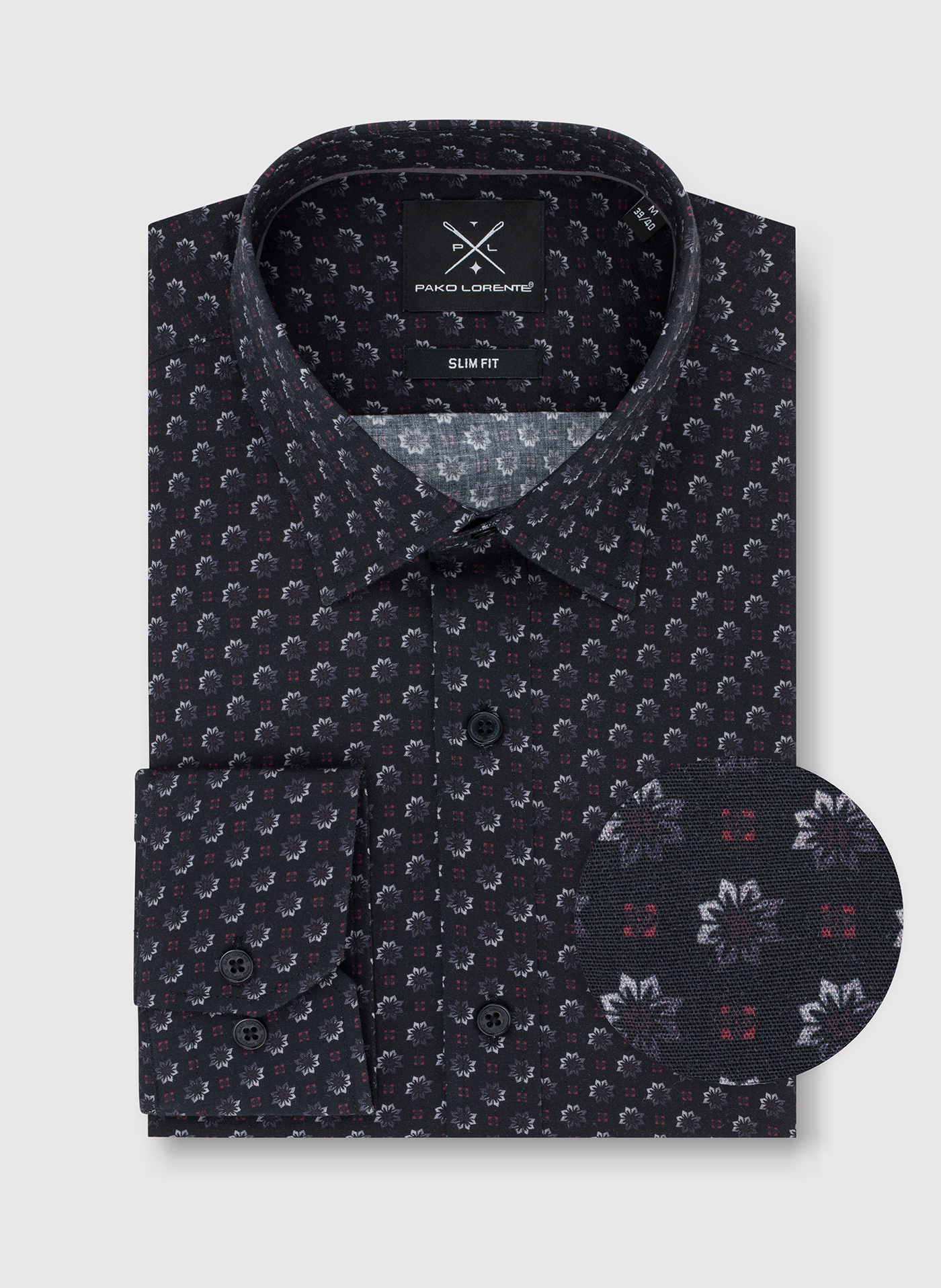 Koszula męska we wzorki długi rękaw - Pako Lorente