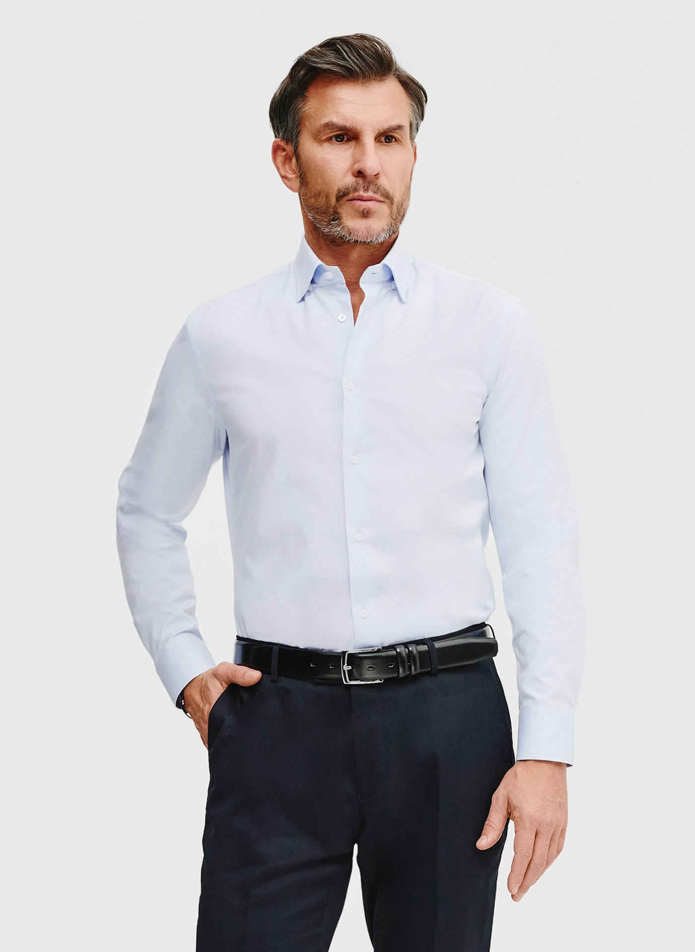 Gładka koszula męska w kolorze jasnoniebieskim - Pako Lorente