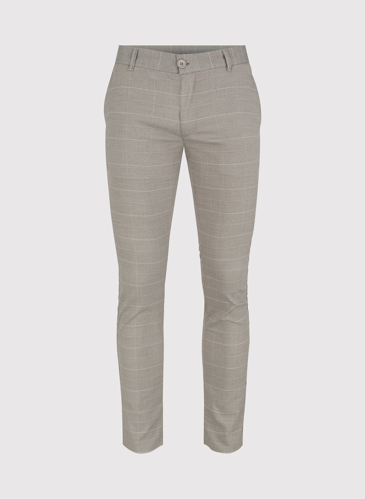 Beżowe spodnie męskie w kratkę P24SF-WX-002-0-S - Pako Lorente - Pako Lorente