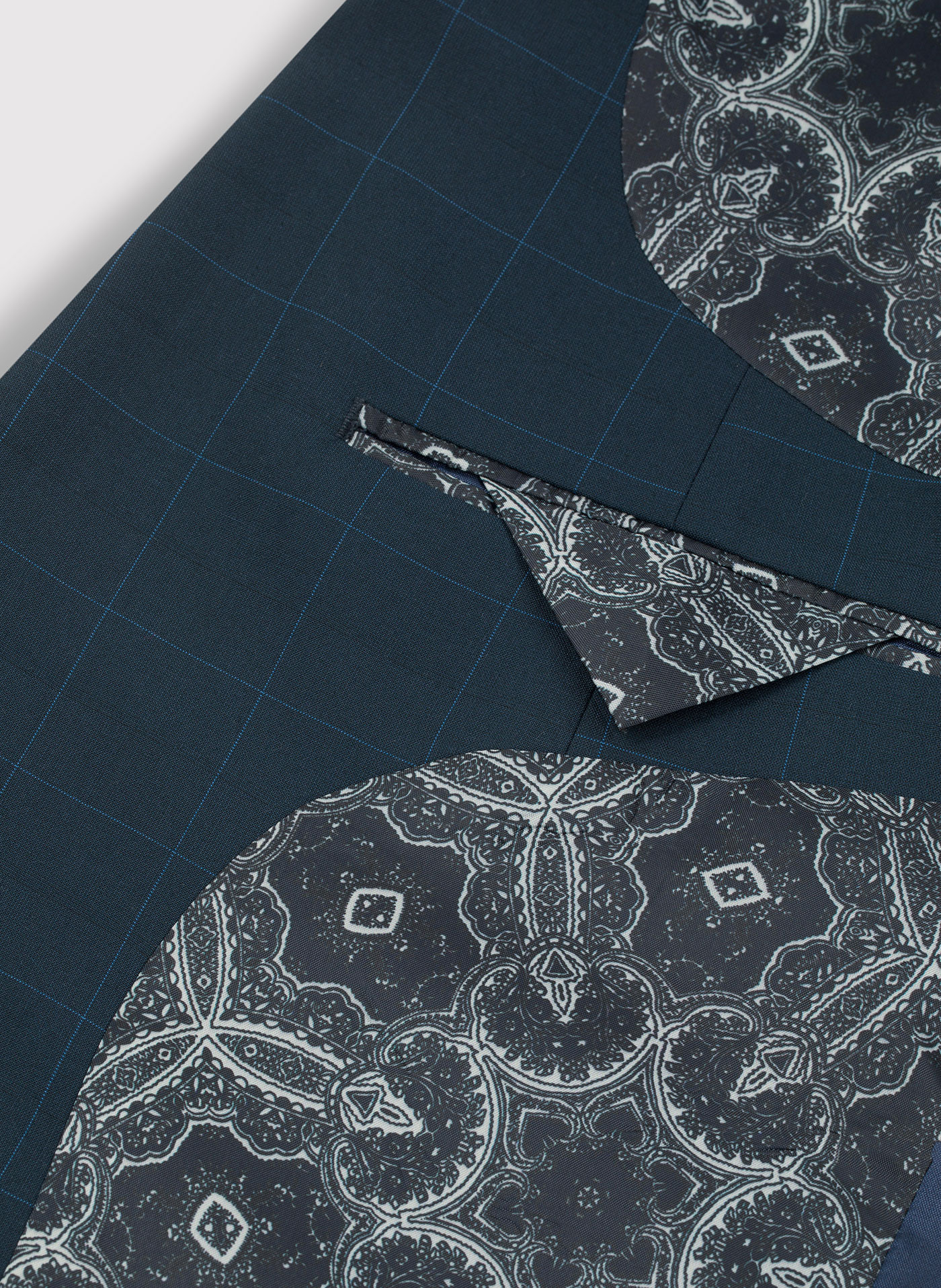 Granatowa marynarka garniturowa w delikatną niebieską kratkę - Pako Lorente