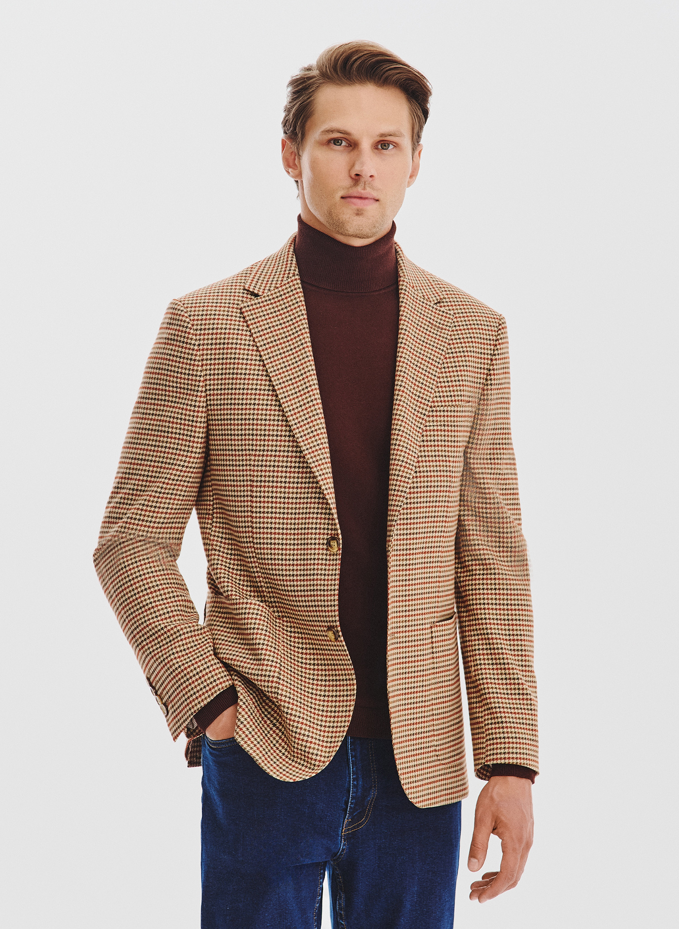 PAKO LORENTE - Beżowa marynarka w pepitkę - Pako Lorente