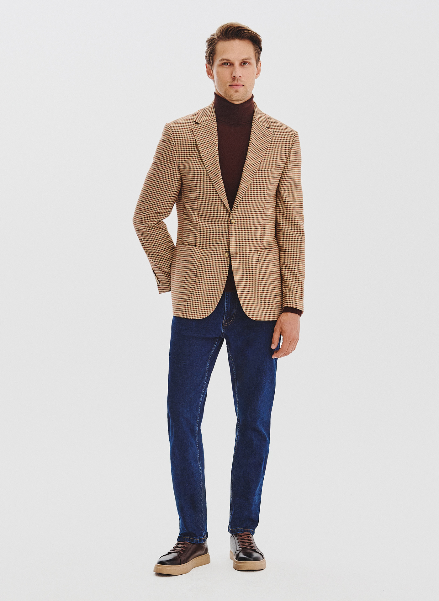 PAKO LORENTE - Beżowa marynarka w pepitkę - Pako Lorente