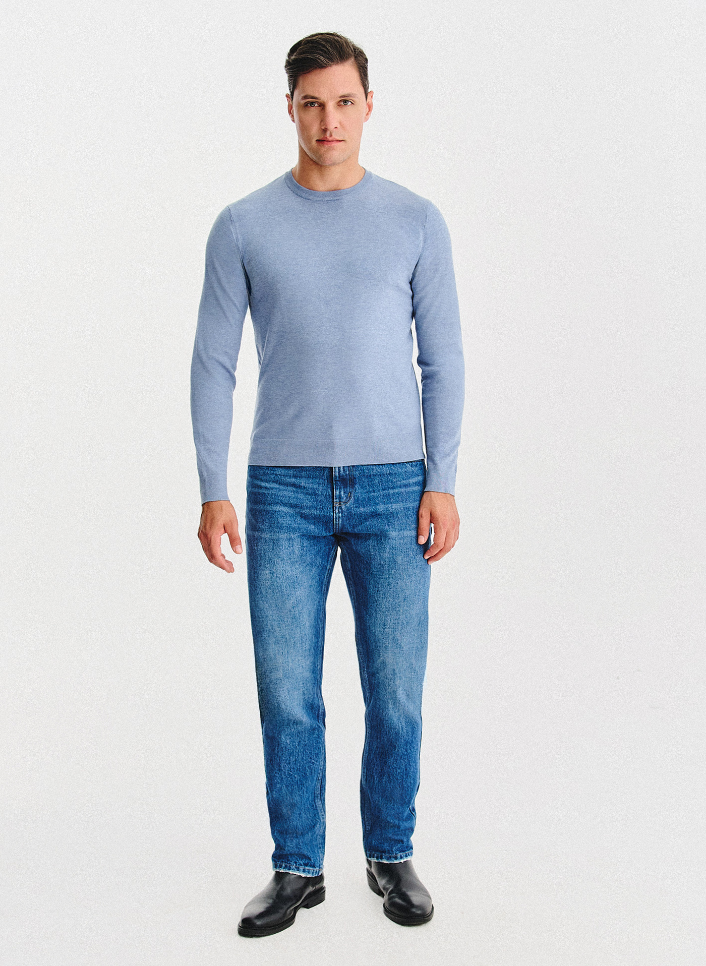 Niebieski sweter męski o-neck - Pako Lorente