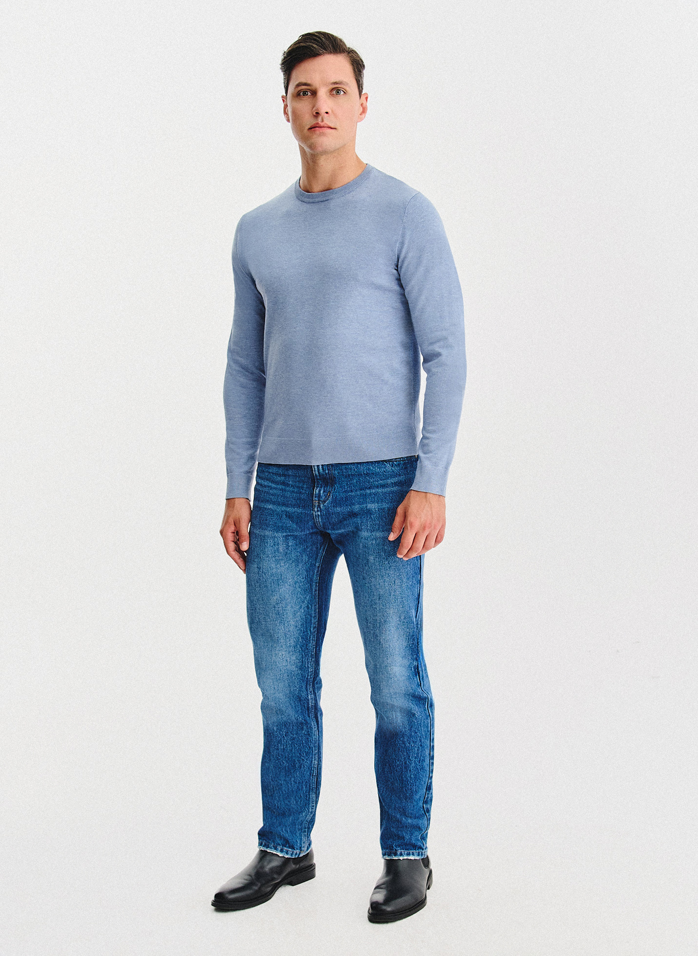 Niebieski sweter męski o-neck - Pako Lorente