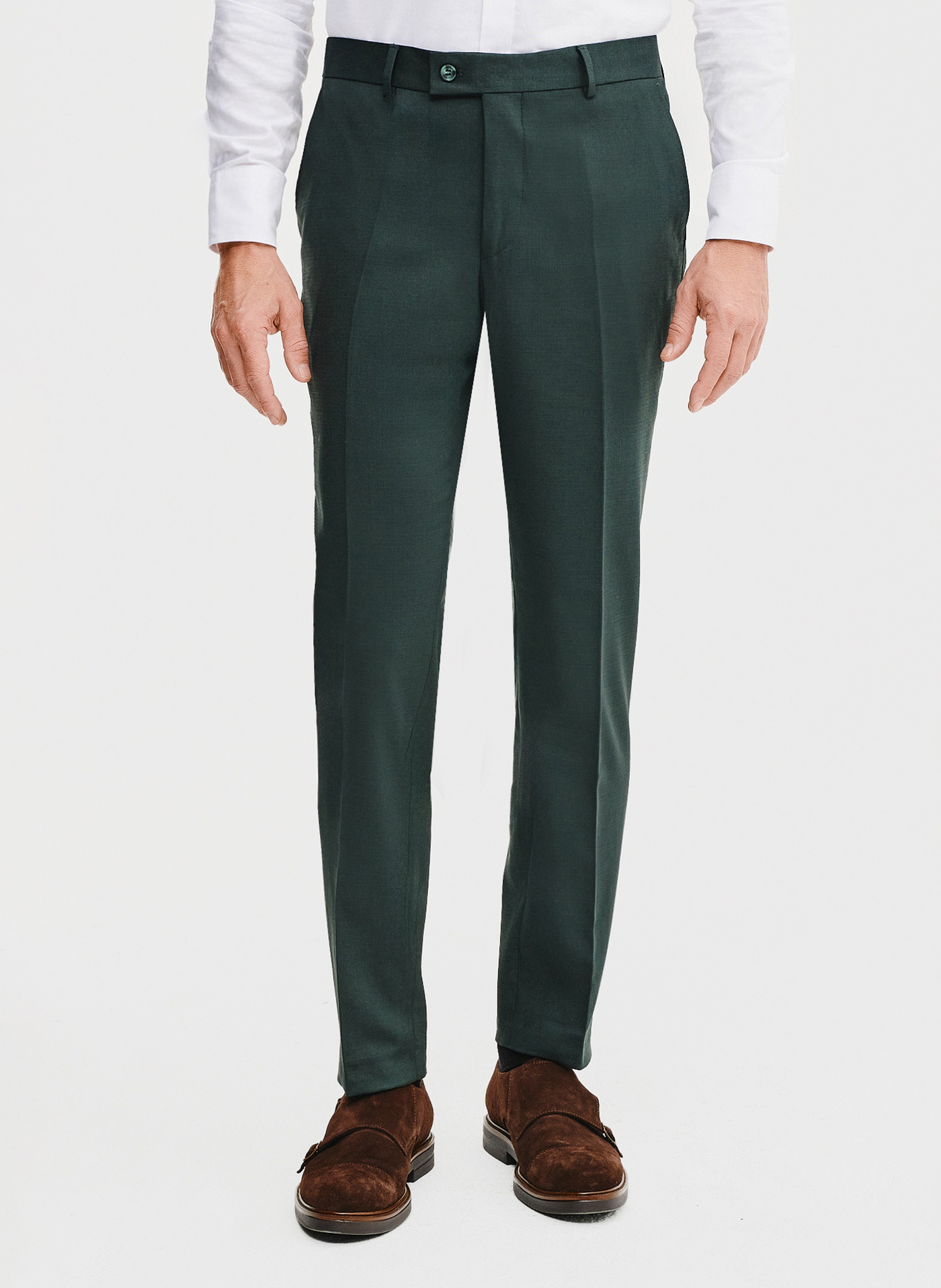 Gładkie spodnie garniturowe w kolorze zielonym - Pako Lorente