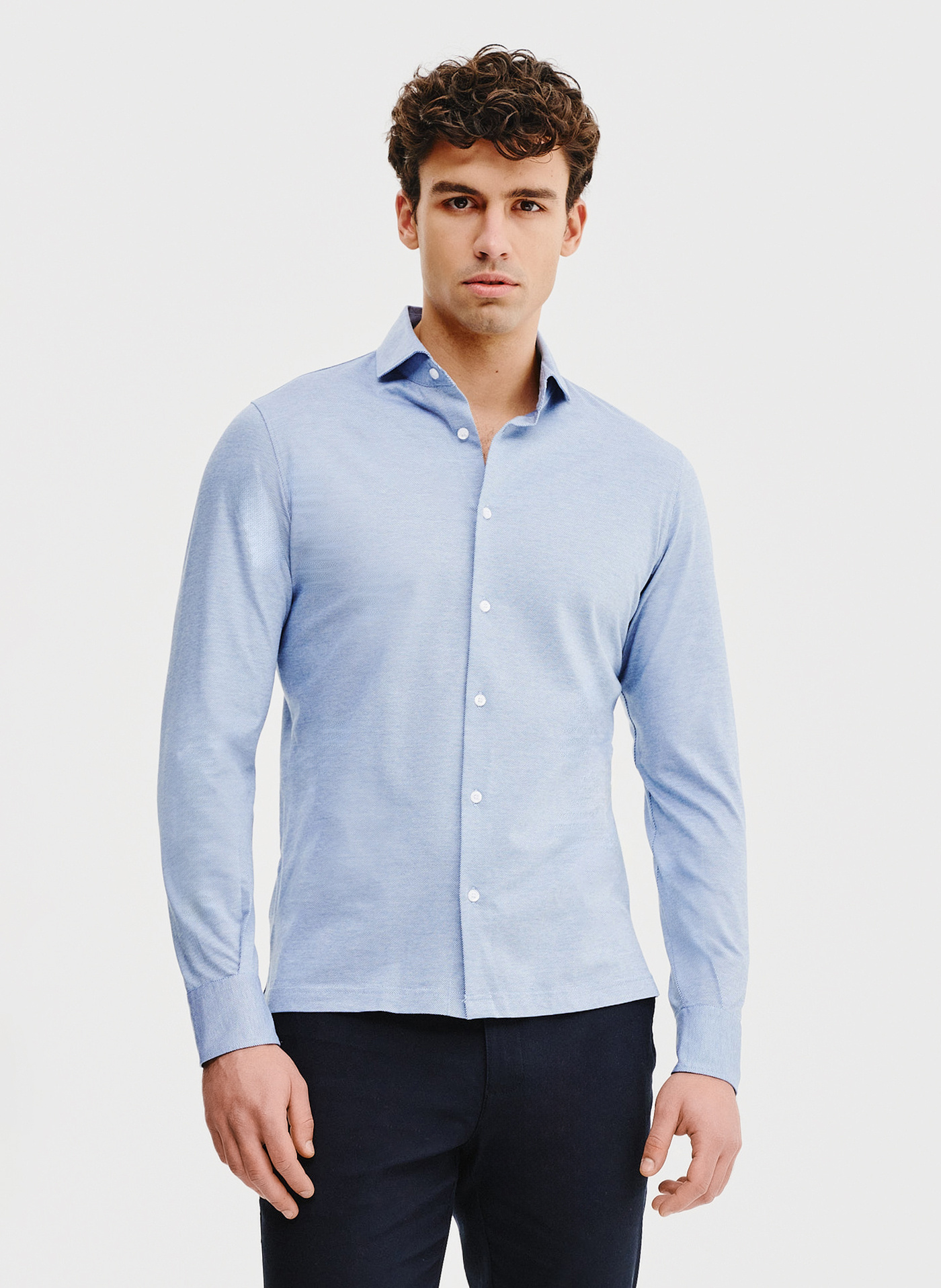 Bawełniana koszula męska w kolorze niebieskim - Pako Lorente