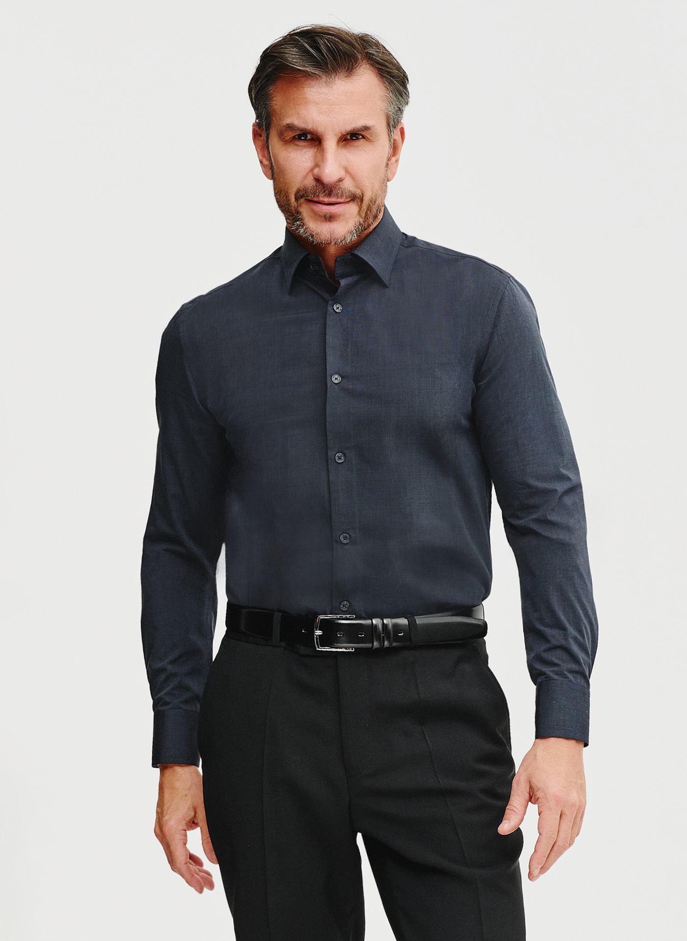 Bawełniana koszula męska w kolorze ciemnoszarym - Pako Lorente