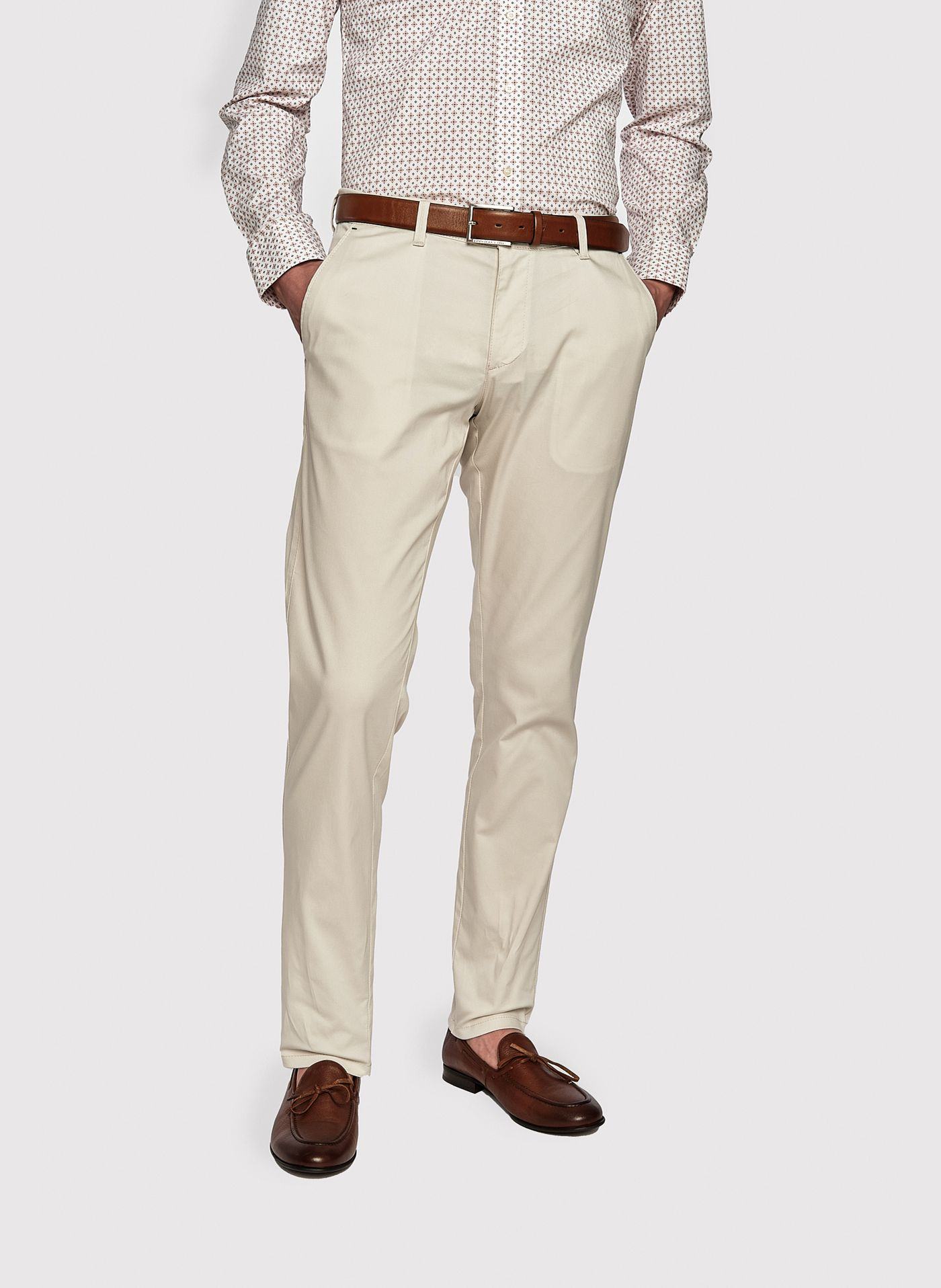 Męskie basicowe spodnie w kolorze ecru P23SB-WX-005-E-0 - Pako Lorente