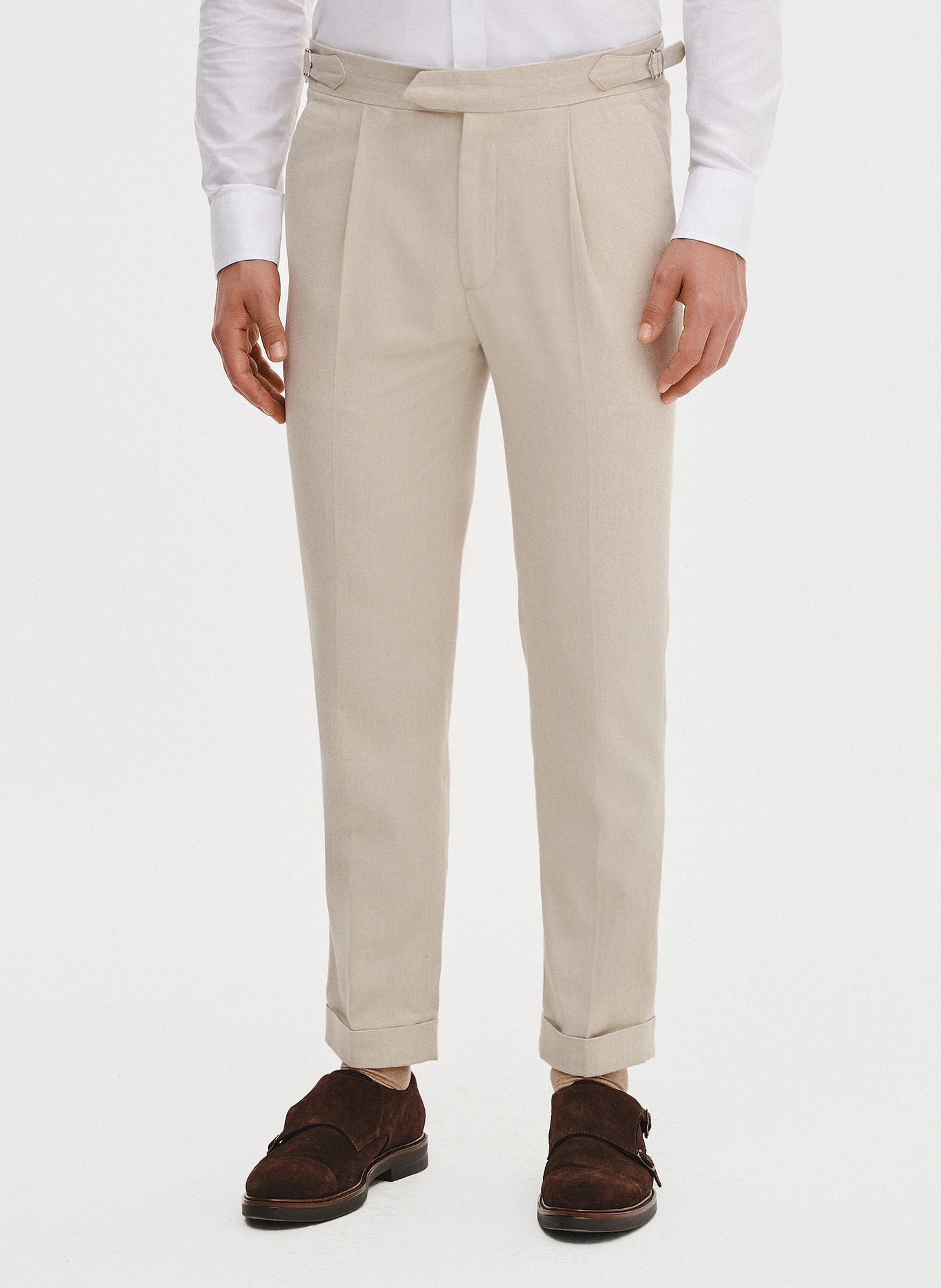 PAKO LORENTE - Beżowe spodnie męskie z lnem - Pako Lorente