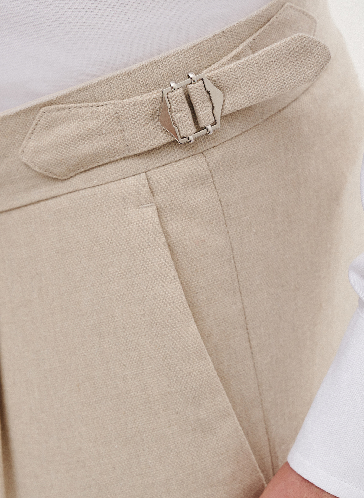 PAKO LORENTE - Beżowe spodnie męskie z lnem - Pako Lorente