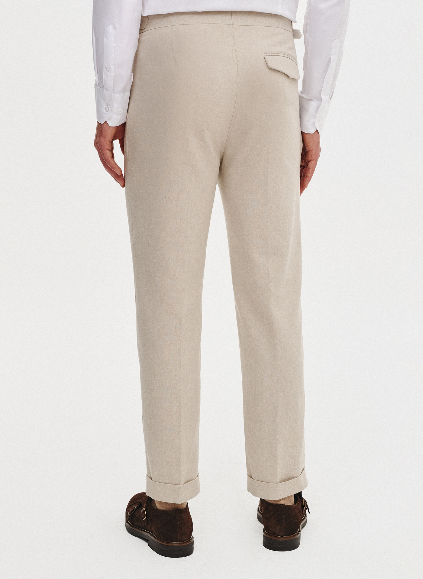 PAKO LORENTE - Beżowe spodnie męskie z lnem - Pako Lorente