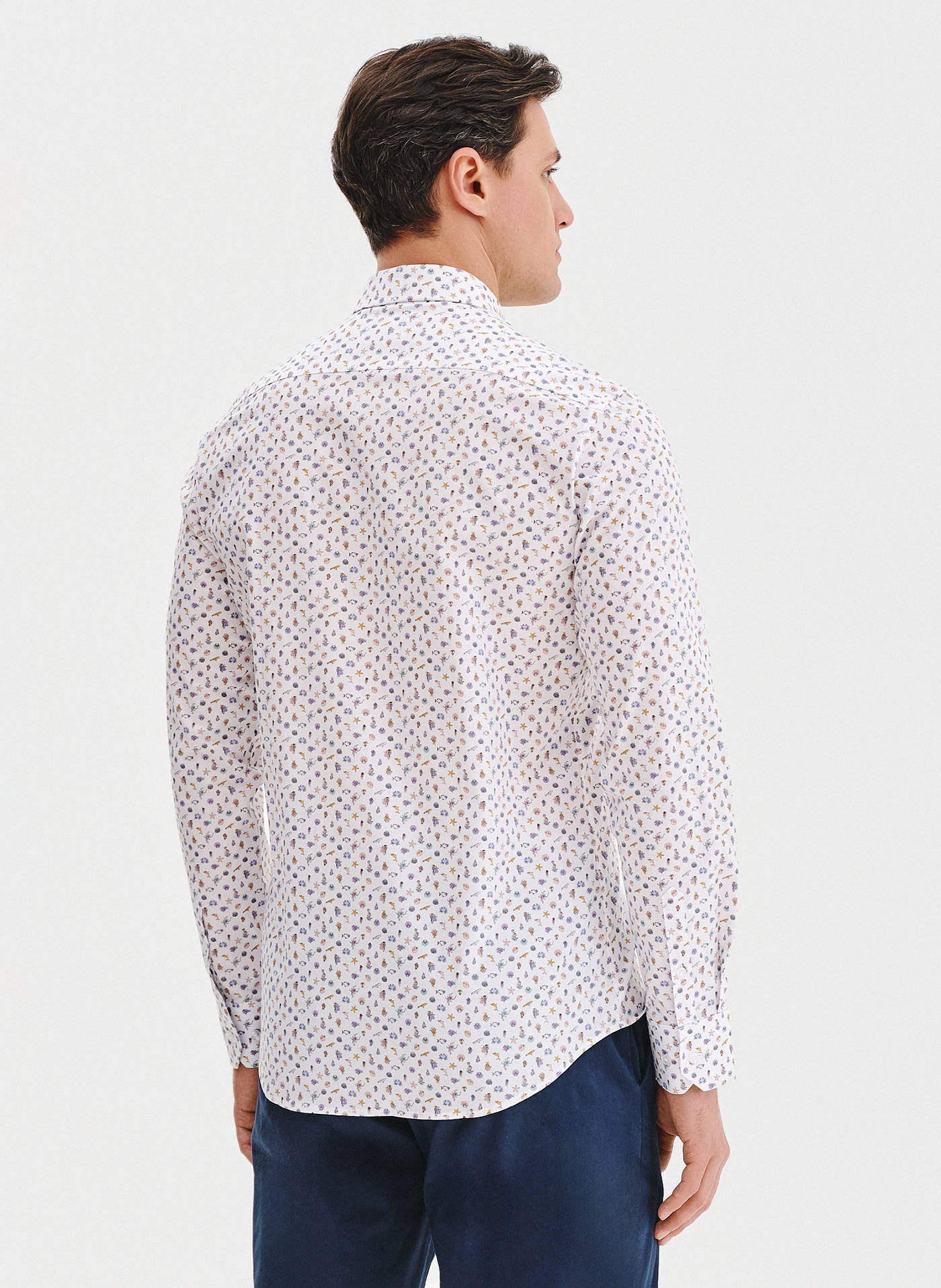 PAKO LORENTE - Biała koszula męska we wzór morski - Pako Lorente