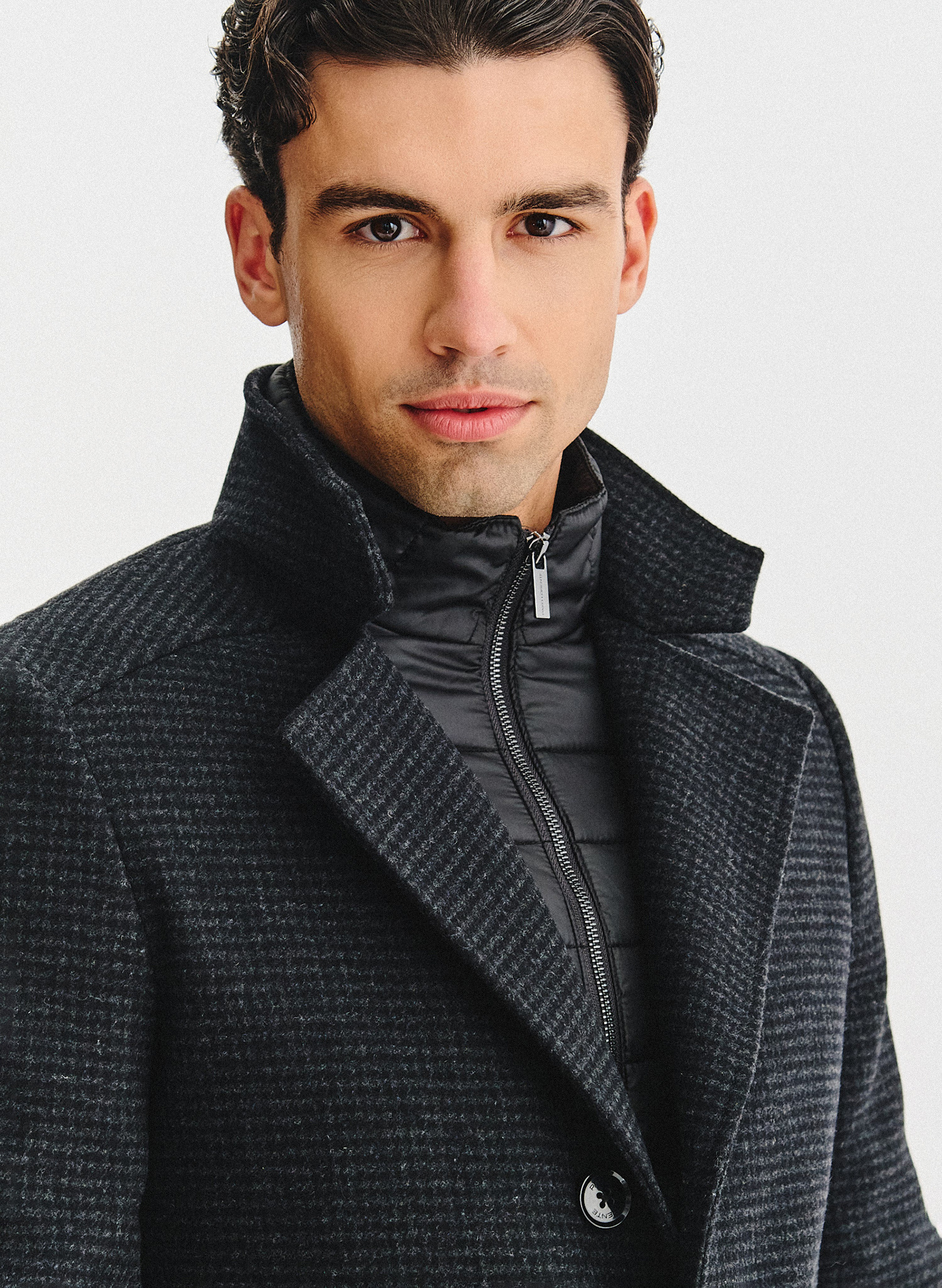 PAKO LORENTE - Ciemnoszary płaszcz w pepitkę - Pako Lorente