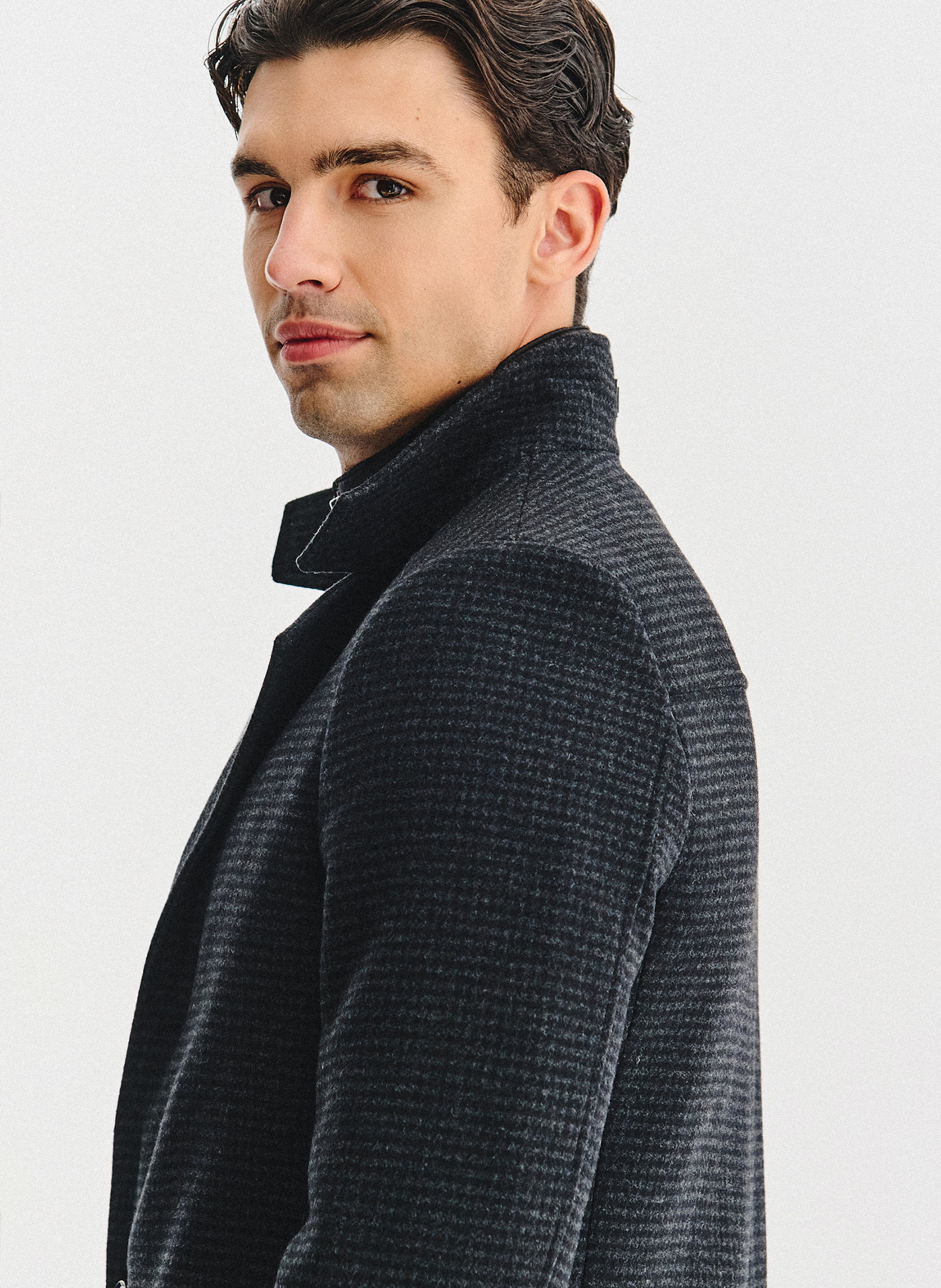 PAKO LORENTE - Ciemnoszary płaszcz w pepitkę - Pako Lorente