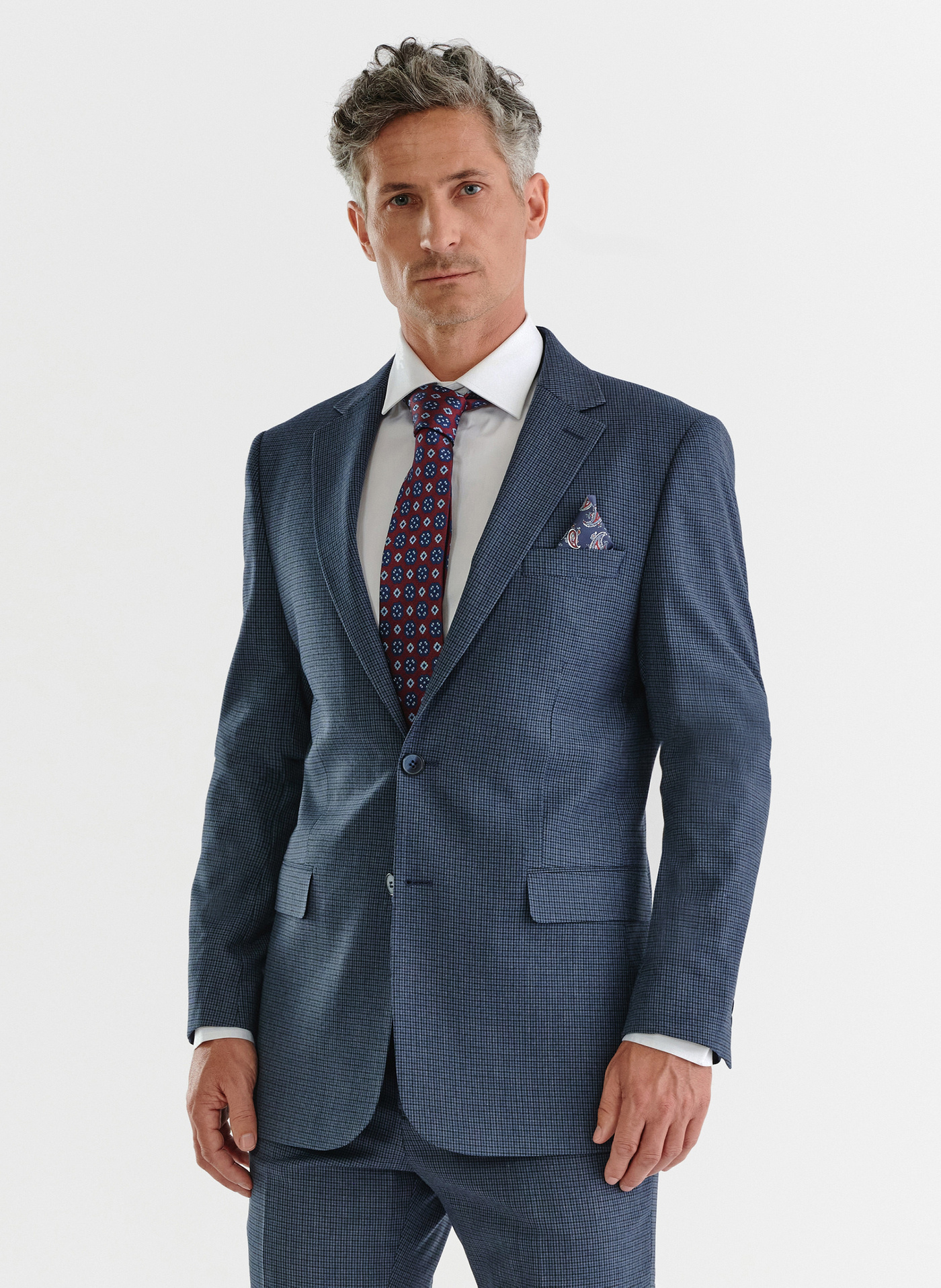 Granatowa marynarka garniturowa w pepitkę - Pako Lorente