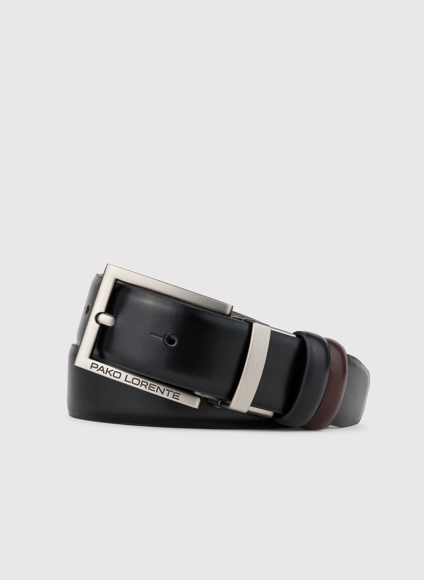 PAKO LORENTE - Dwustronny skórzany pasek z matową klamrą - Pako Lorente