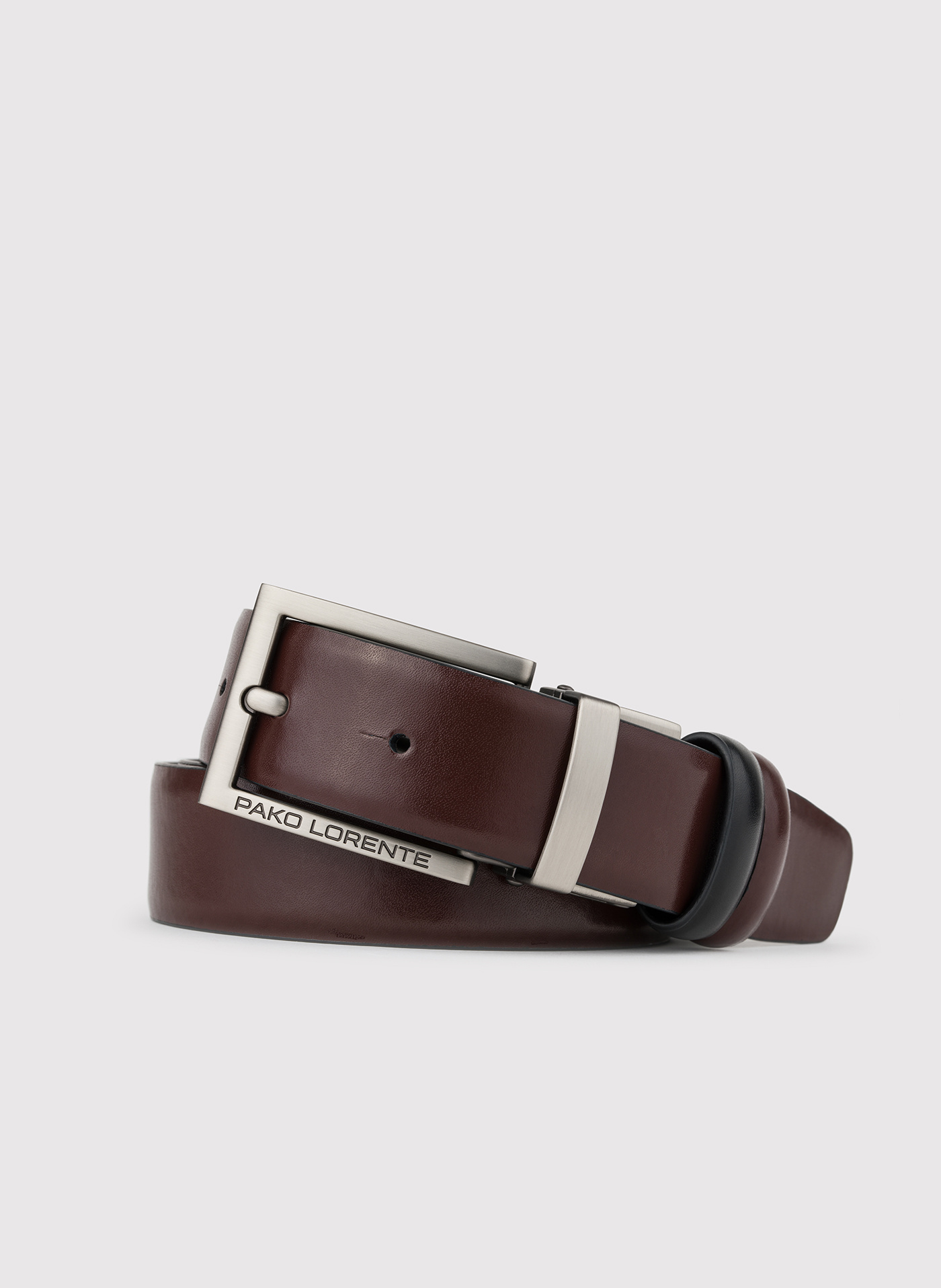 PAKO LORENTE - Dwustronny skórzany pasek z matową klamrą - Pako Lorente