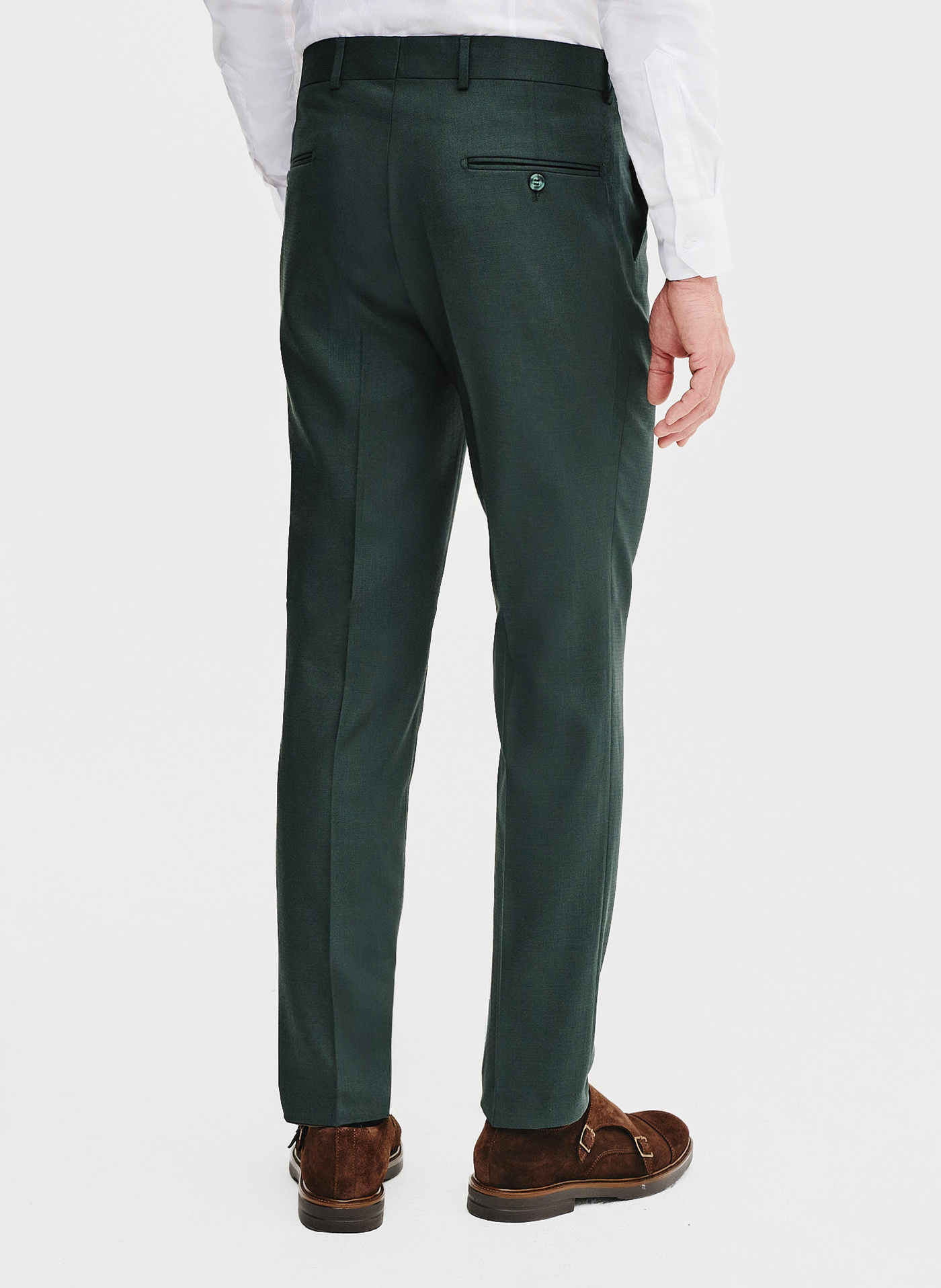 Gładkie spodnie garniturowe w kolorze zielonym - Pako Lorente