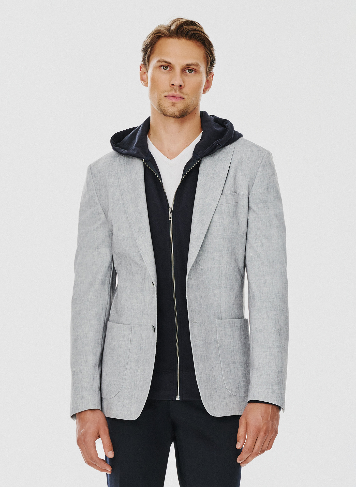 Casualowa marynarka męska w kolorze szarym - Pako Lorente