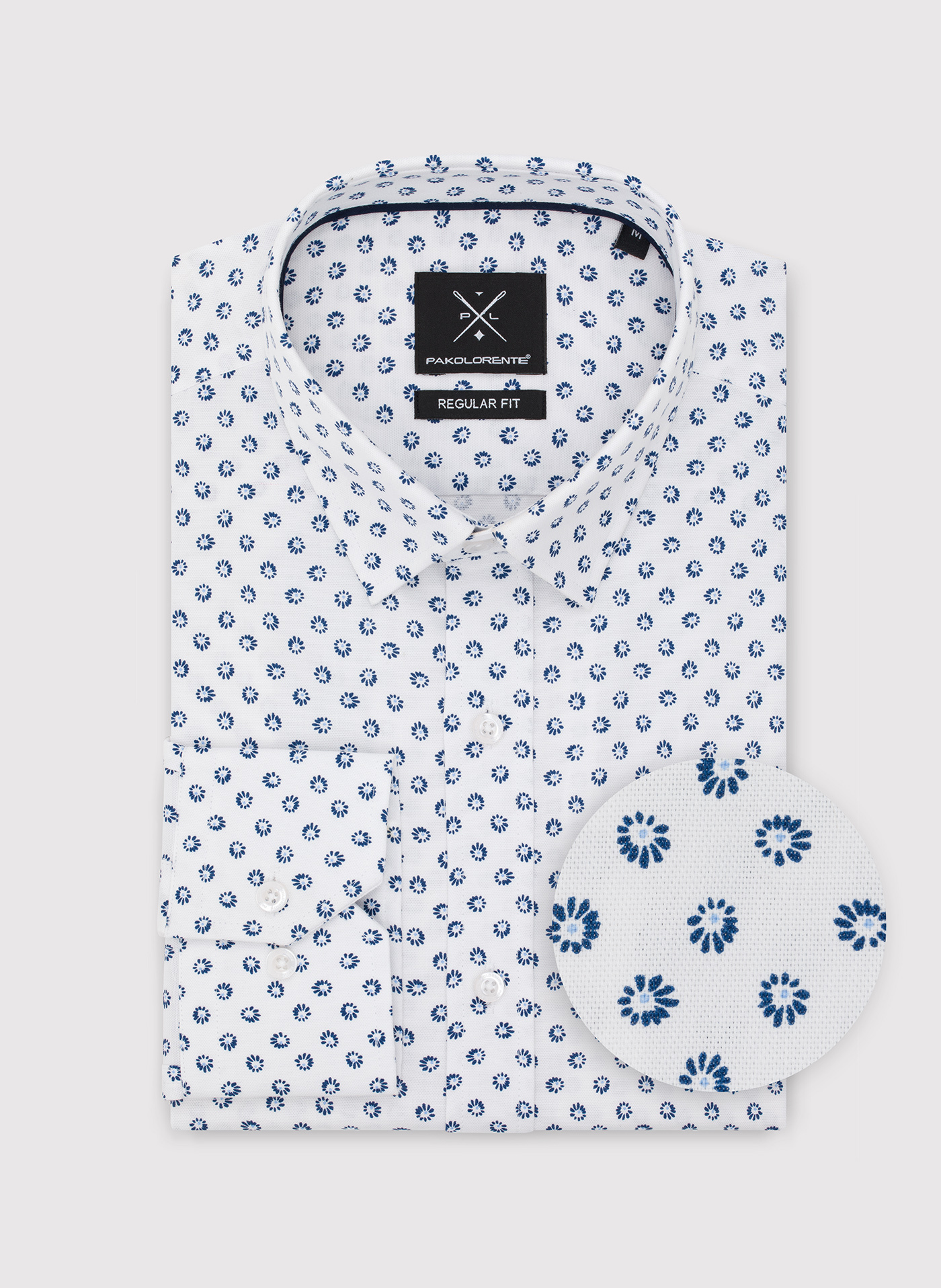 PAKO LORENTE - Biała bawełniana koszula mikrowzór - Pako Lorente