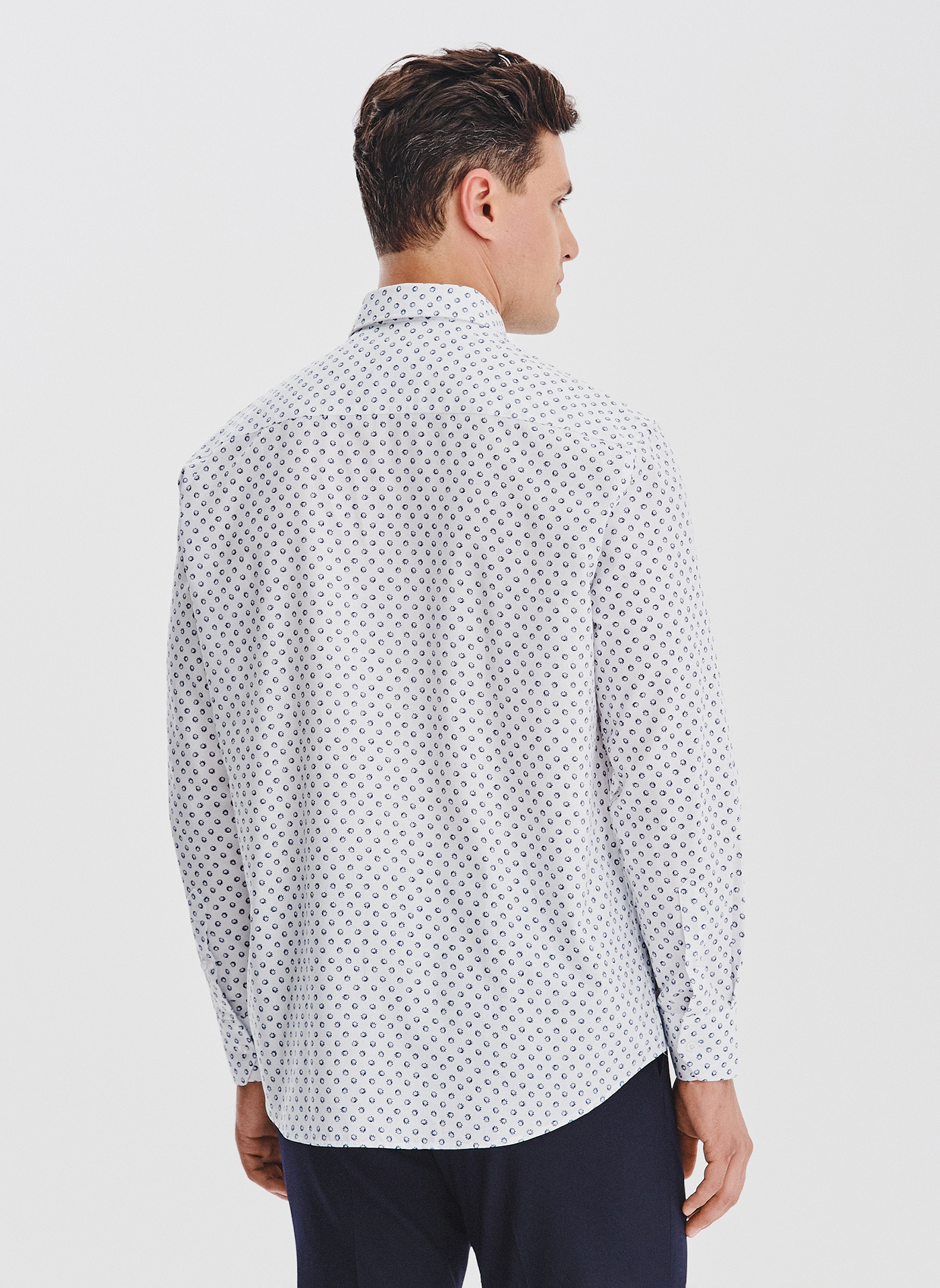 PAKO LORENTE - Biała bawełniana koszula mikrowzór - Pako Lorente