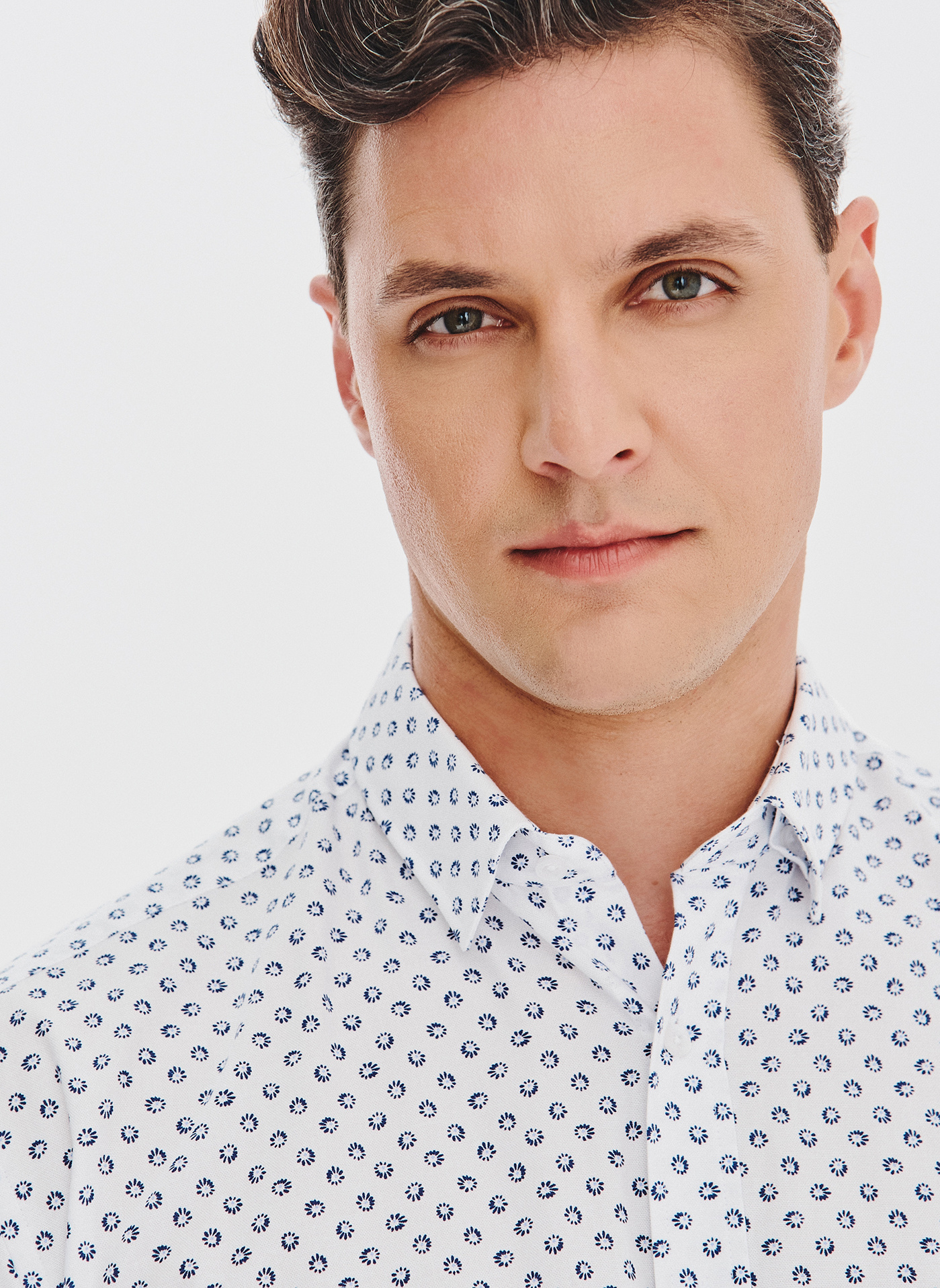 PAKO LORENTE - Biała bawełniana koszula mikrowzór - Pako Lorente