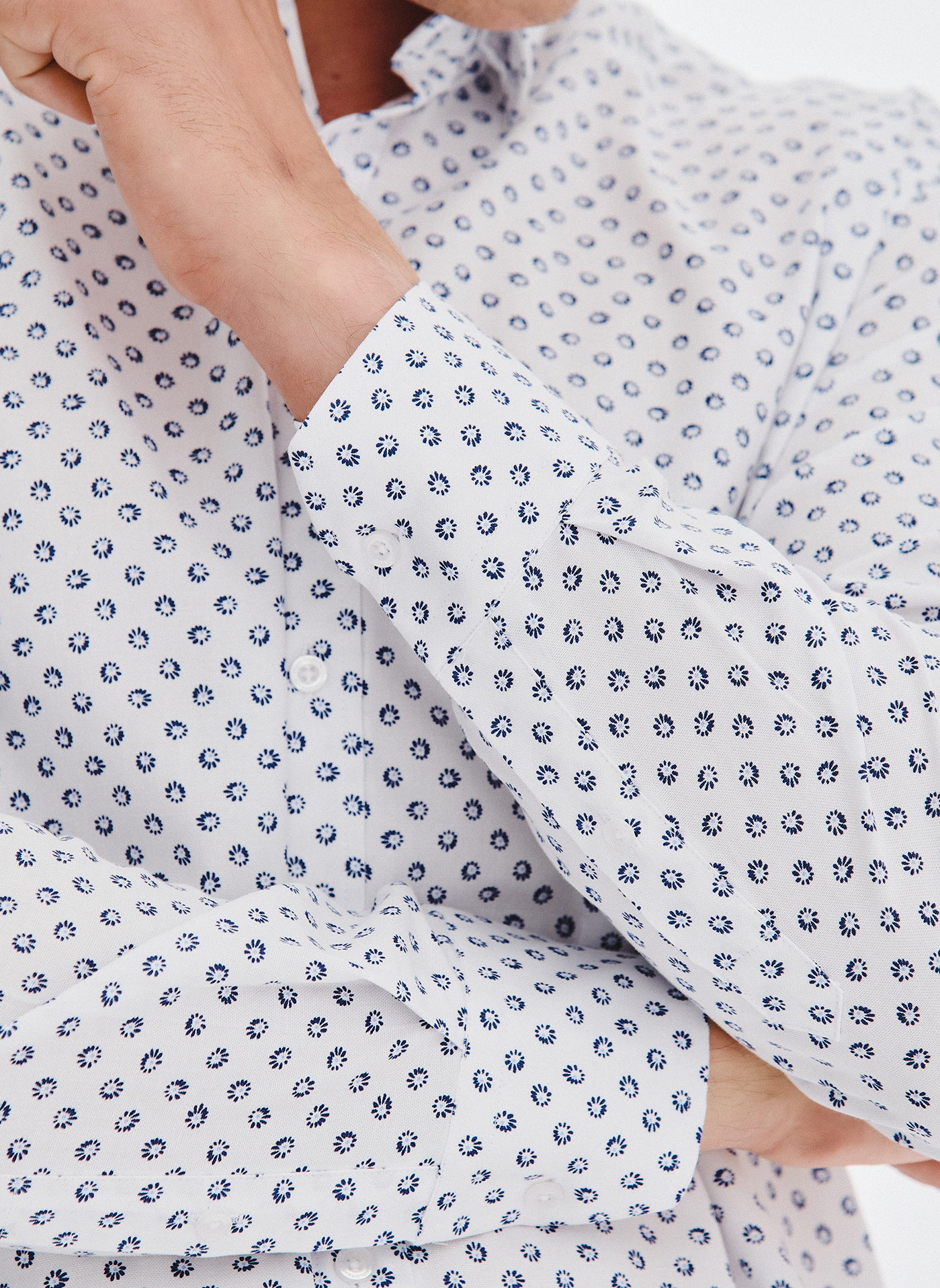 PAKO LORENTE - Biała bawełniana koszula mikrowzór - Pako Lorente