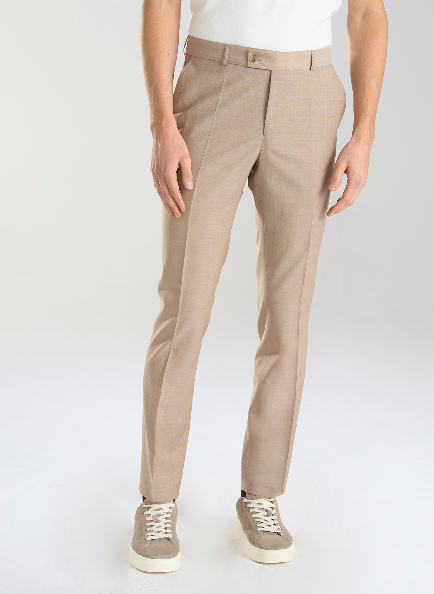 Beżowe wełniane spodnie męskie - Pako Lorente