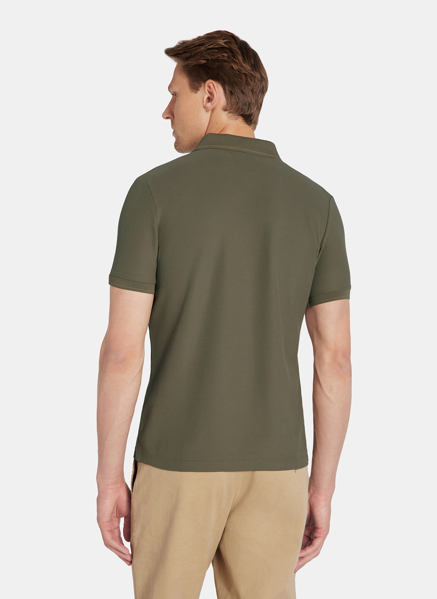 PAKO LORENTE - Oliwkowy t-shirt polo na guziczki - Pako Lorente