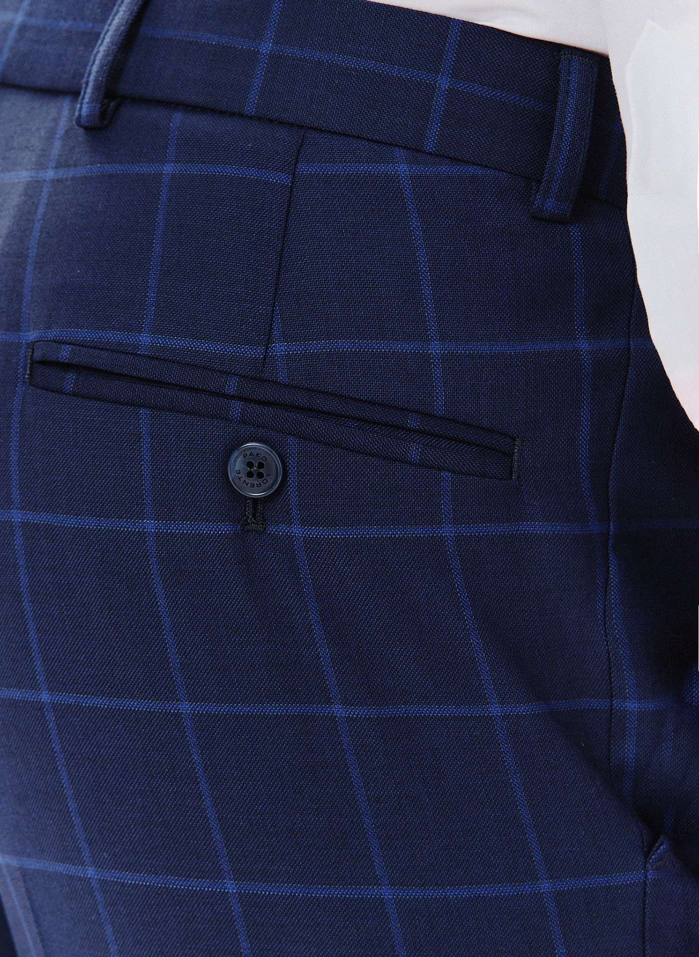 Granatowe spodnie garniturowe w niebieską kratkę - Pako Lorente