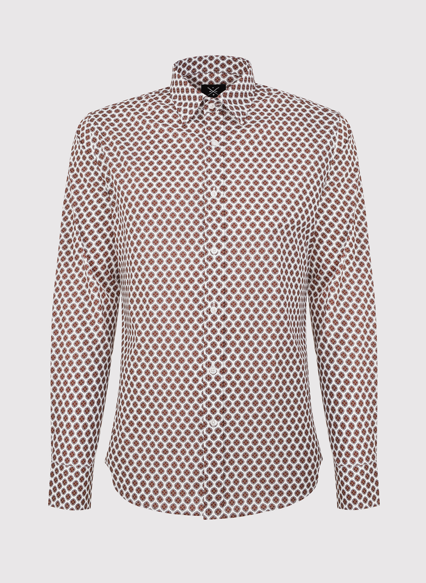 Casualowa koszula męska w brązowy wzór - Pako Lorente
