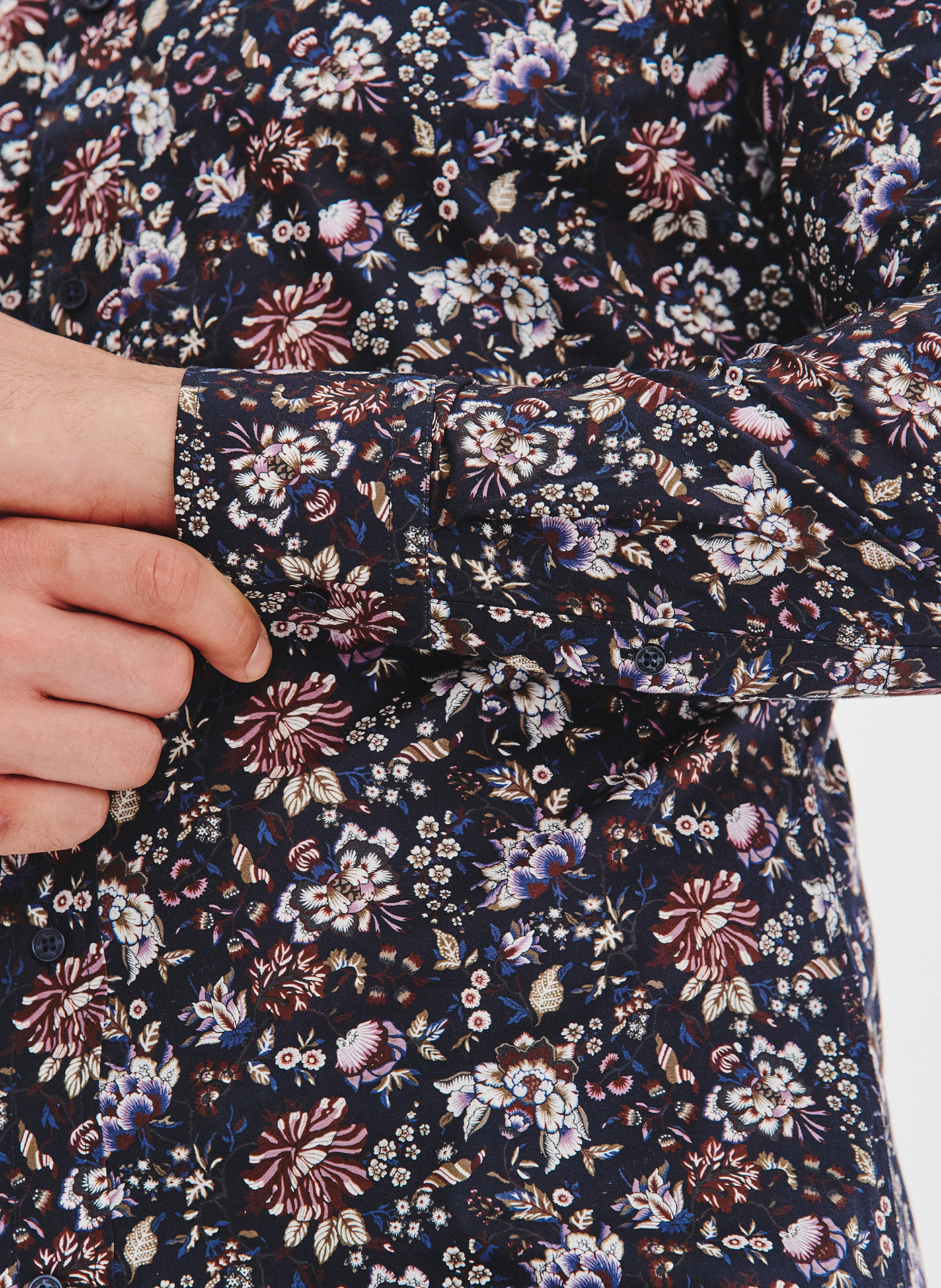 Granatowa koszula w kwiaty - Pako Lorente