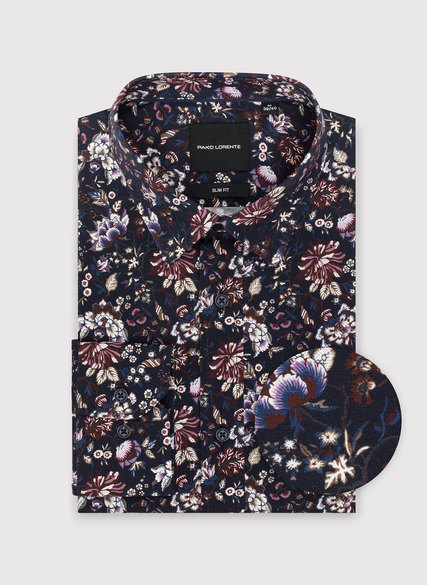 Granatowa koszula w kwiaty - Pako Lorente