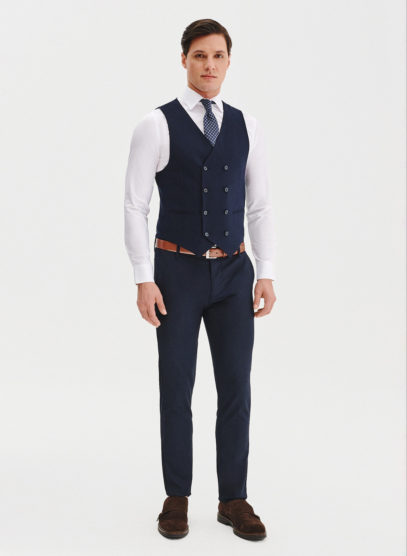 PAKO LORENTE –Granatowa dwurzędowa kamizelka męska - Pako Lorente