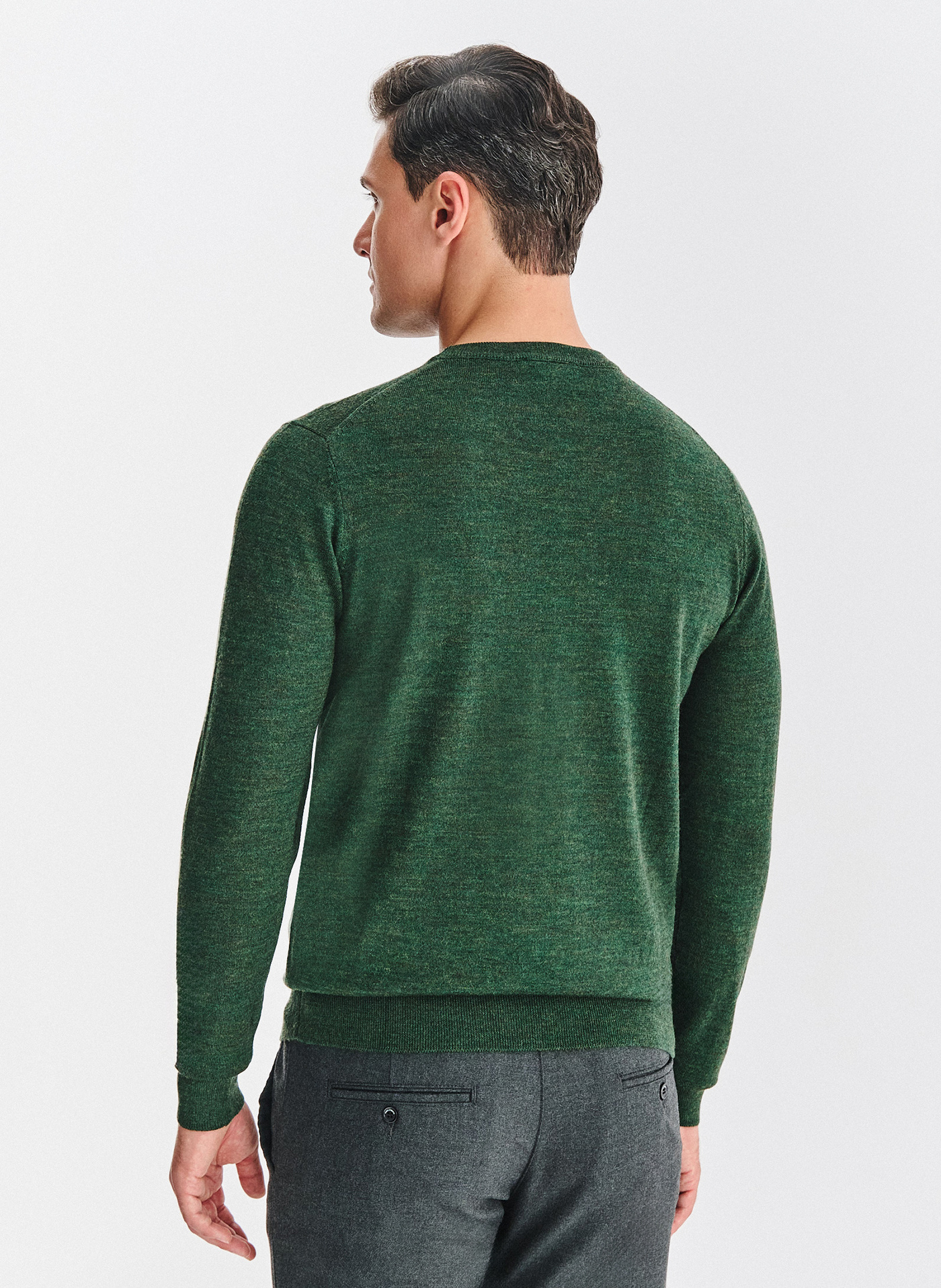 Zielony sweter męski z wełną - Pako Lorente