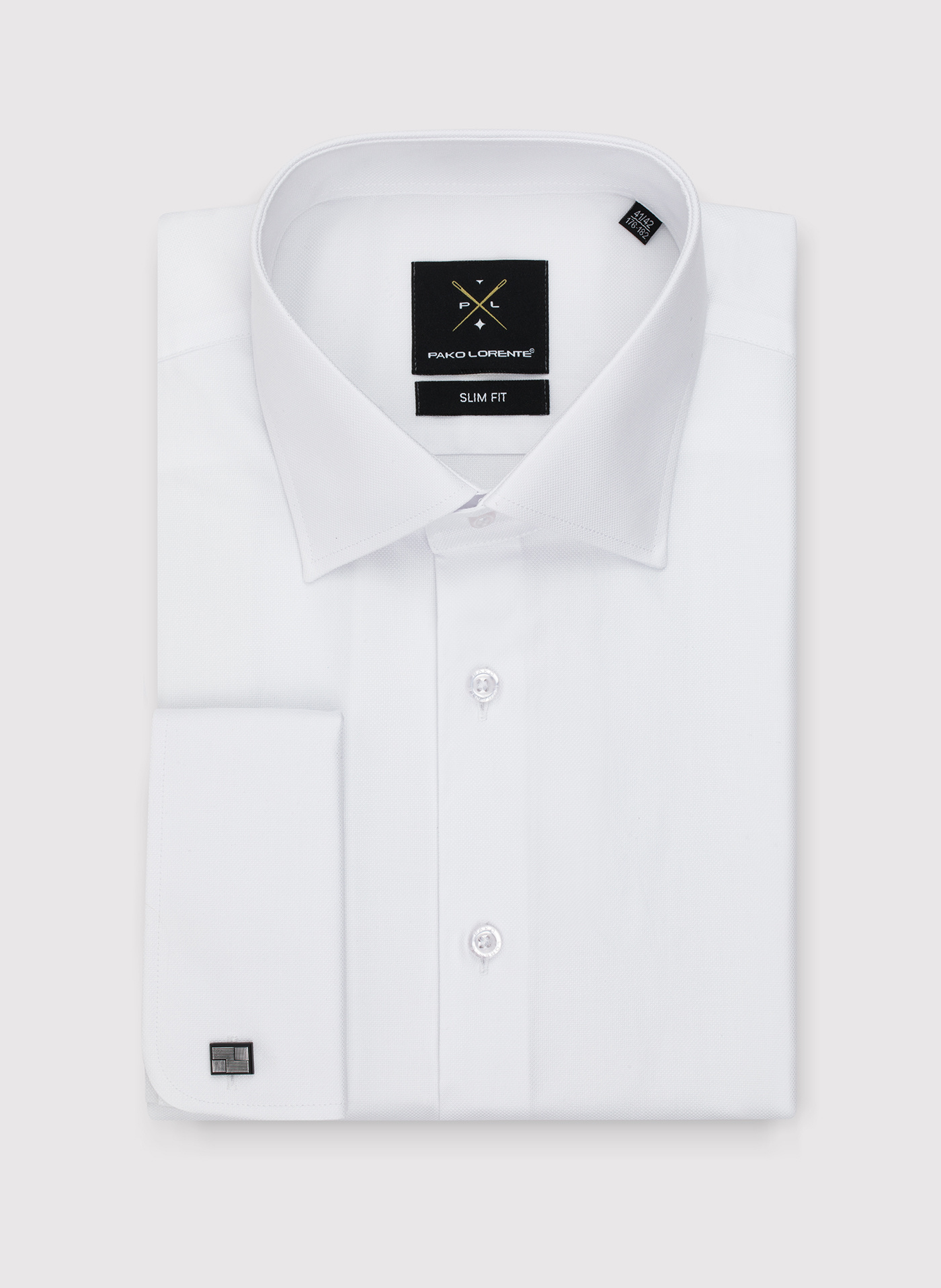 Biała bawełniana koszula męska na spinki - Pako Lorente