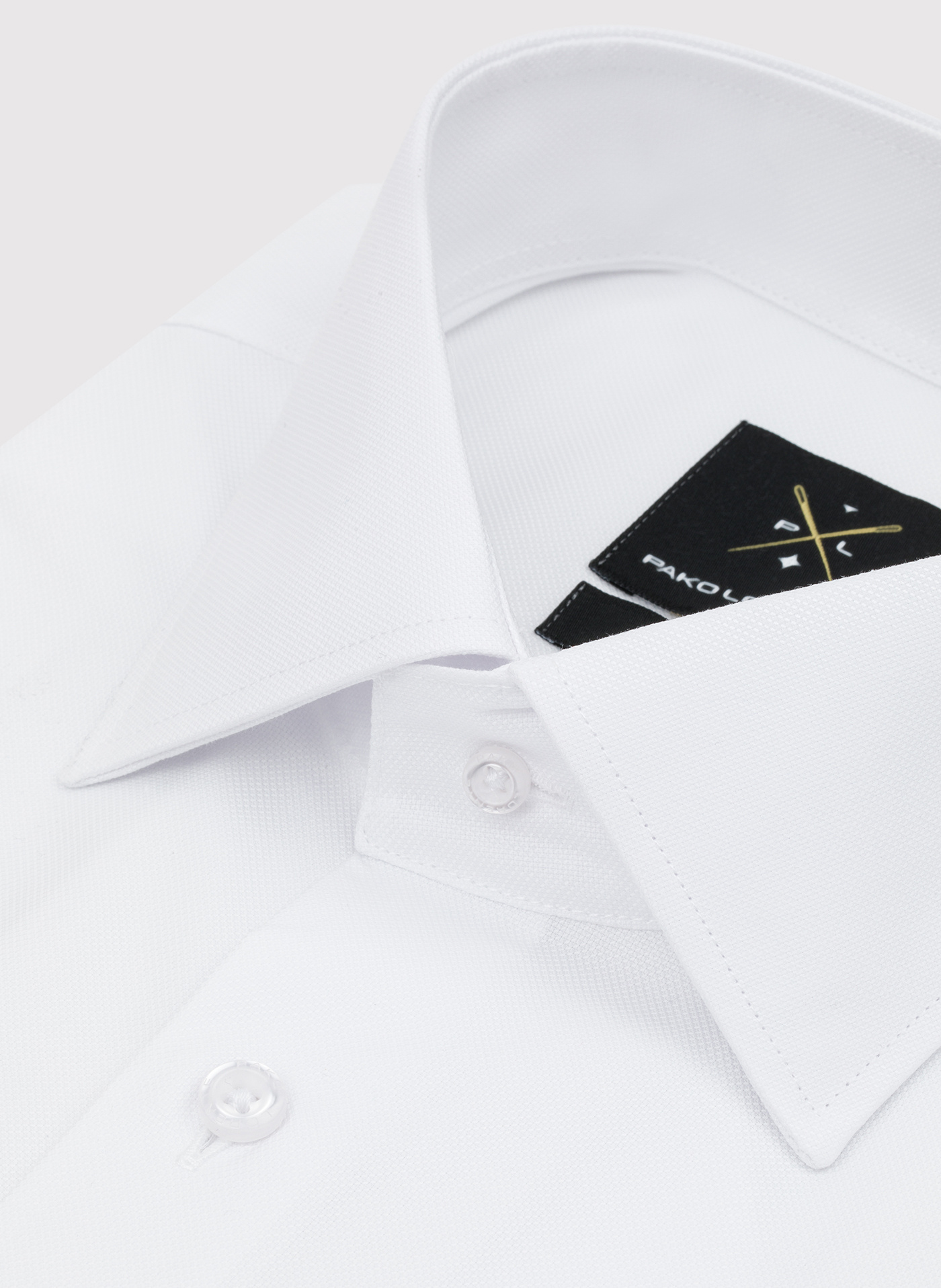 Biała bawełniana koszula męska na spinki - Pako Lorente