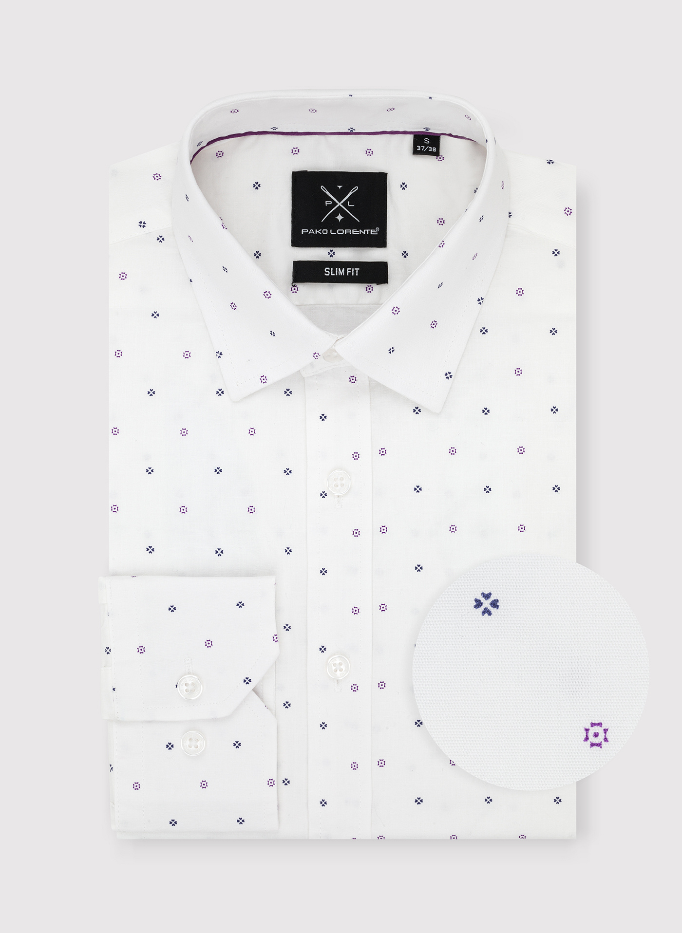 Koszula w kolorze białym w drobny wzór P24SF-1X-022-B-S - Pako Lorente - Pako Lorente