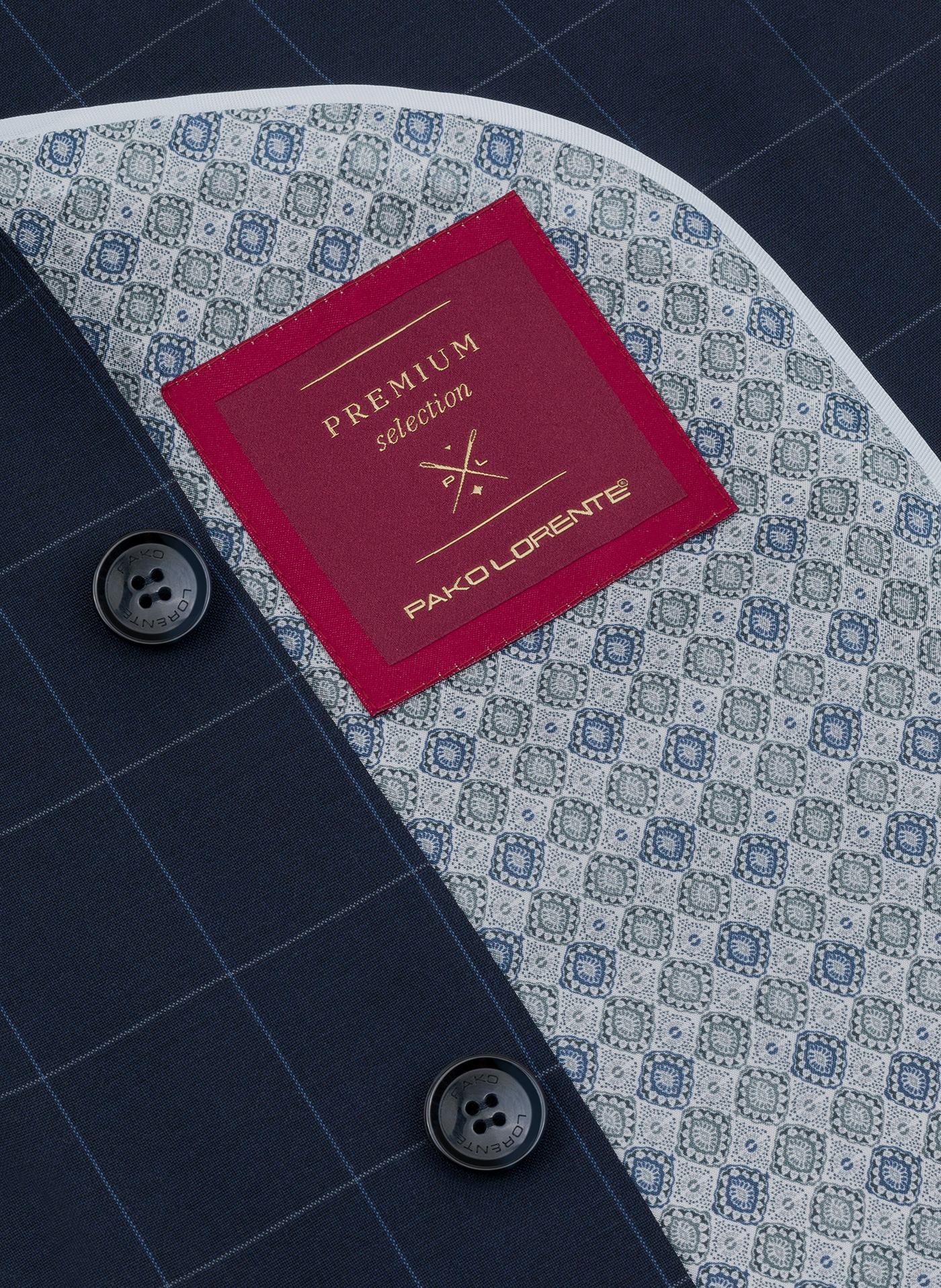 Granatowa marynarka garniturowa w delikatną kratę - Pako Lorente