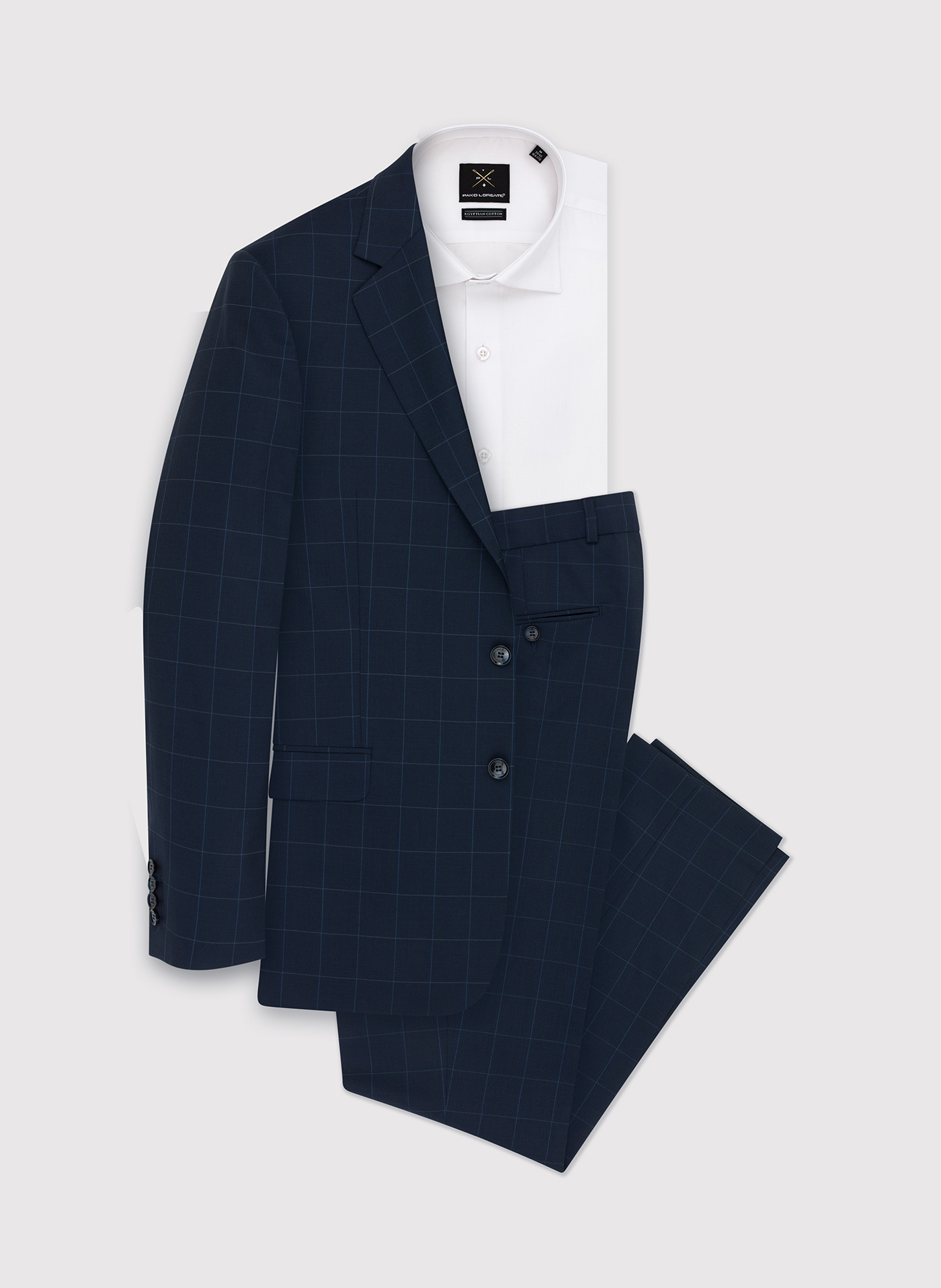 Granatowa marynarka garniturowa w delikatną kratę - Pako Lorente