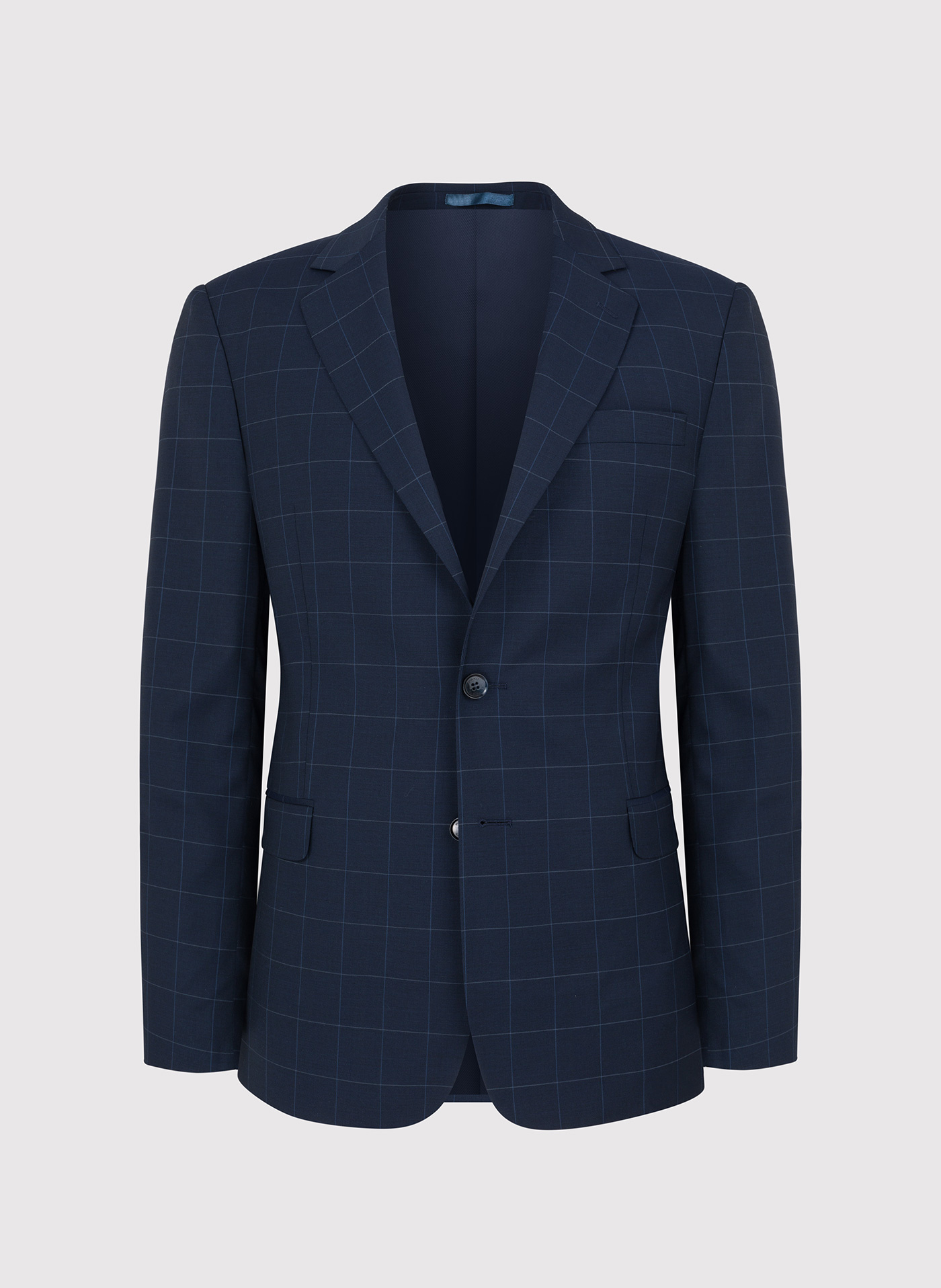 Granatowa marynarka garniturowa w delikatną kratę - Pako Lorente