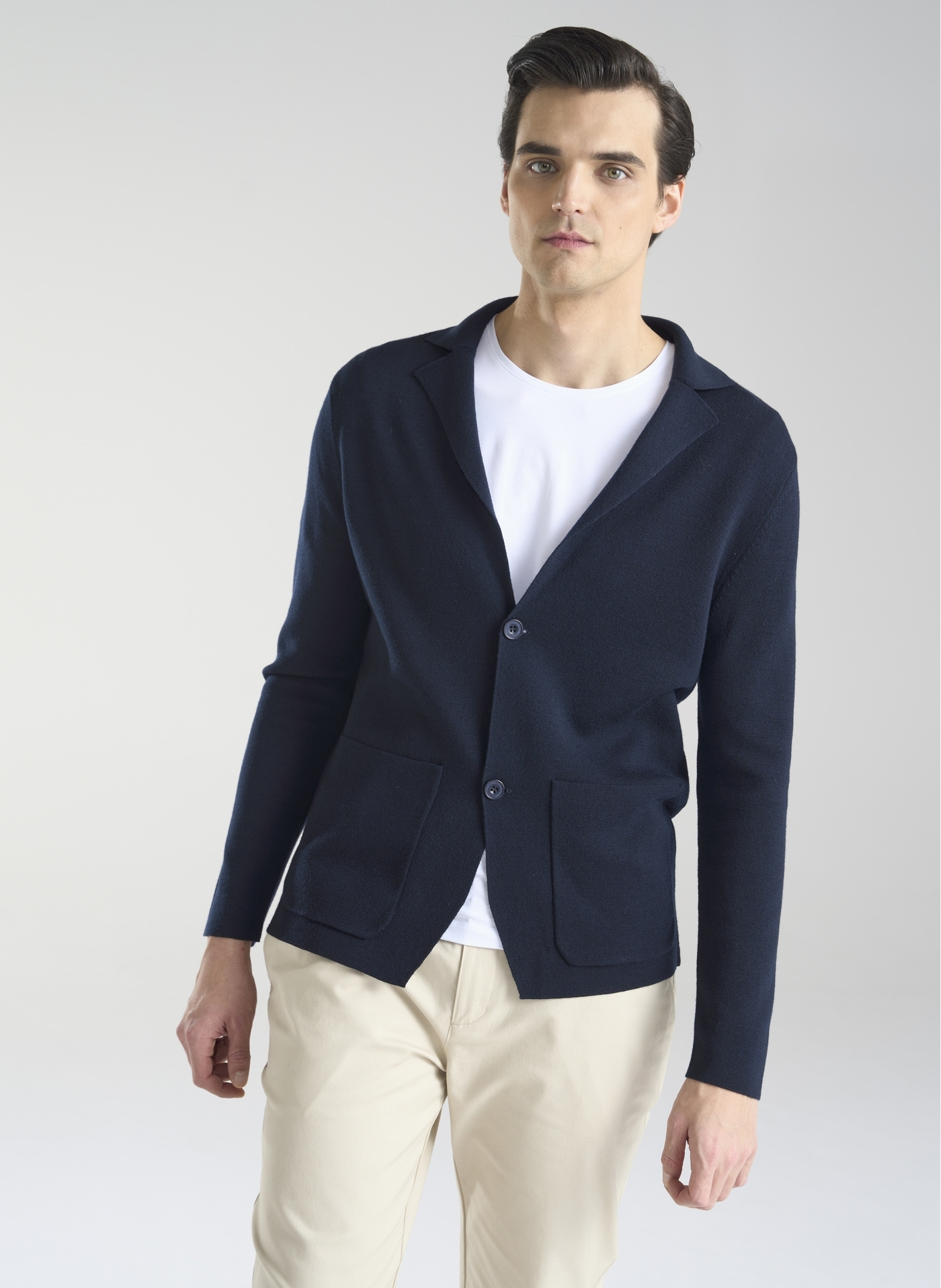 Dzianinowa wełniana marynarka męska - Pako Lorente