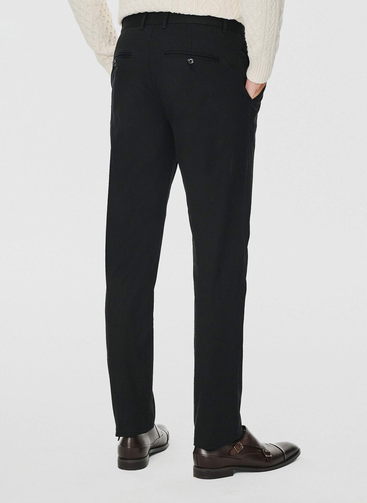 Gładkie spodnie męskie w kolorze czarnym - Pako Lorente