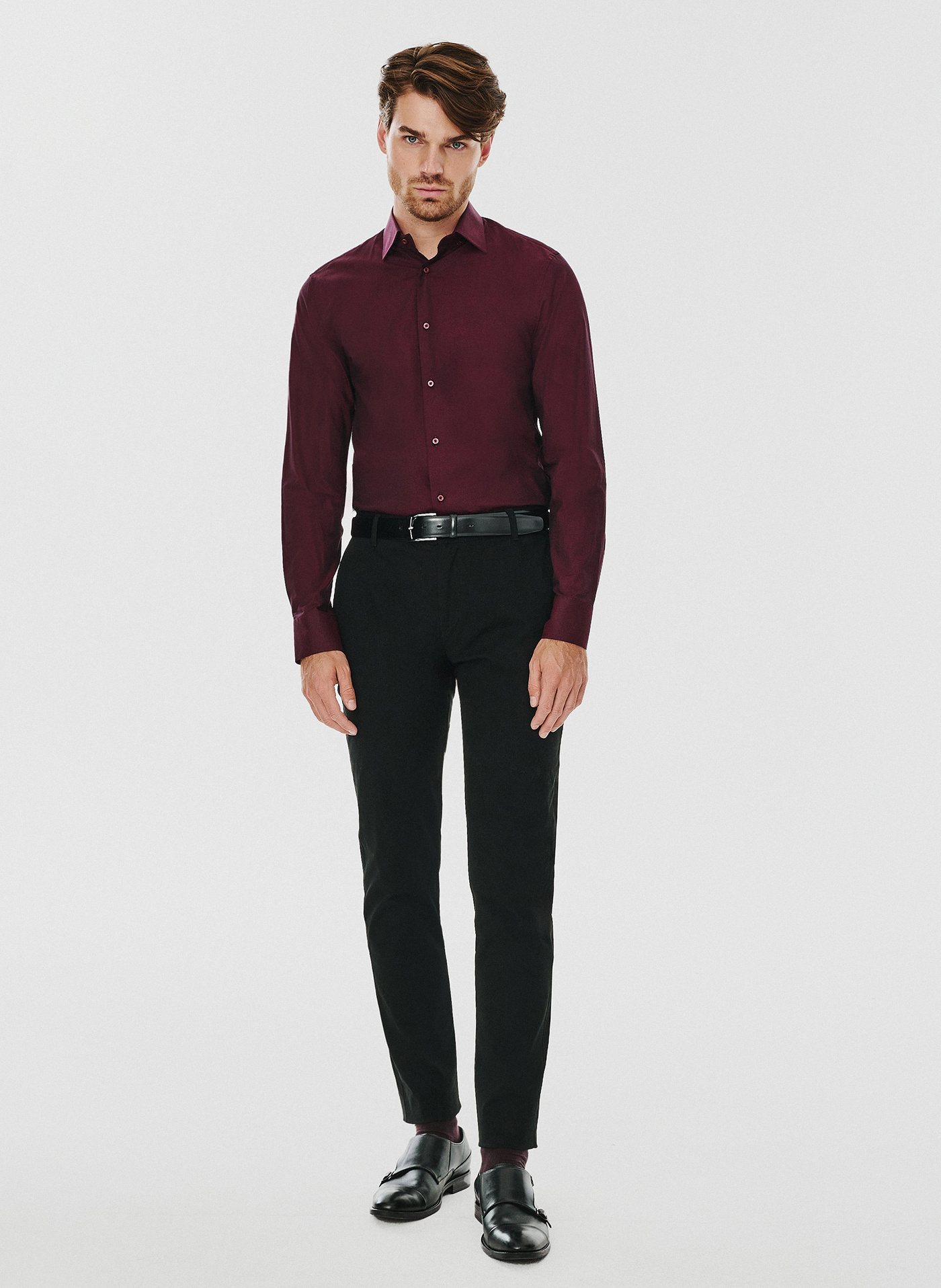 Gładkie spodnie męskie w kolorze czarnym - Pako Lorente