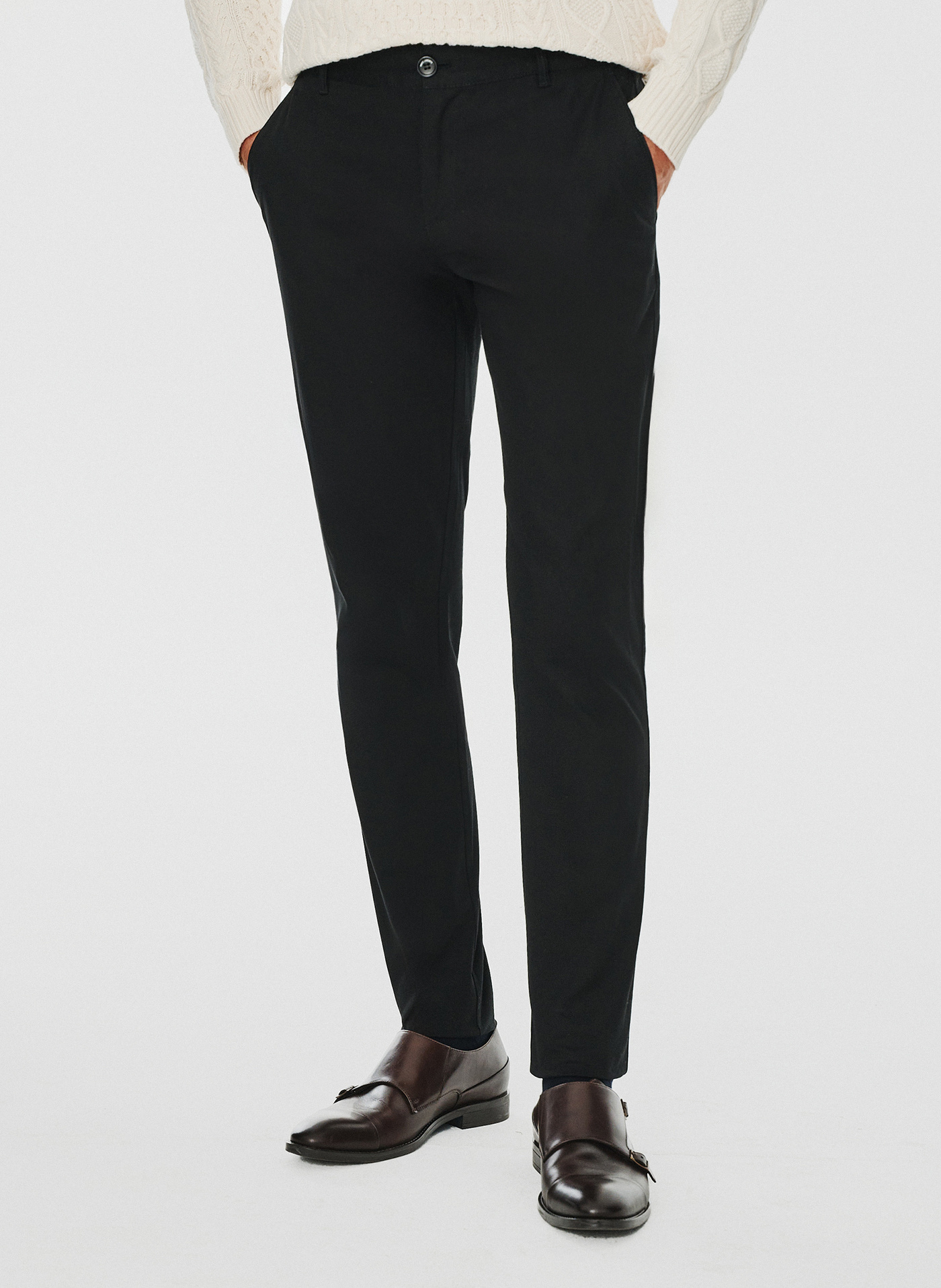 Gładkie spodnie męskie w kolorze czarnym - Pako Lorente