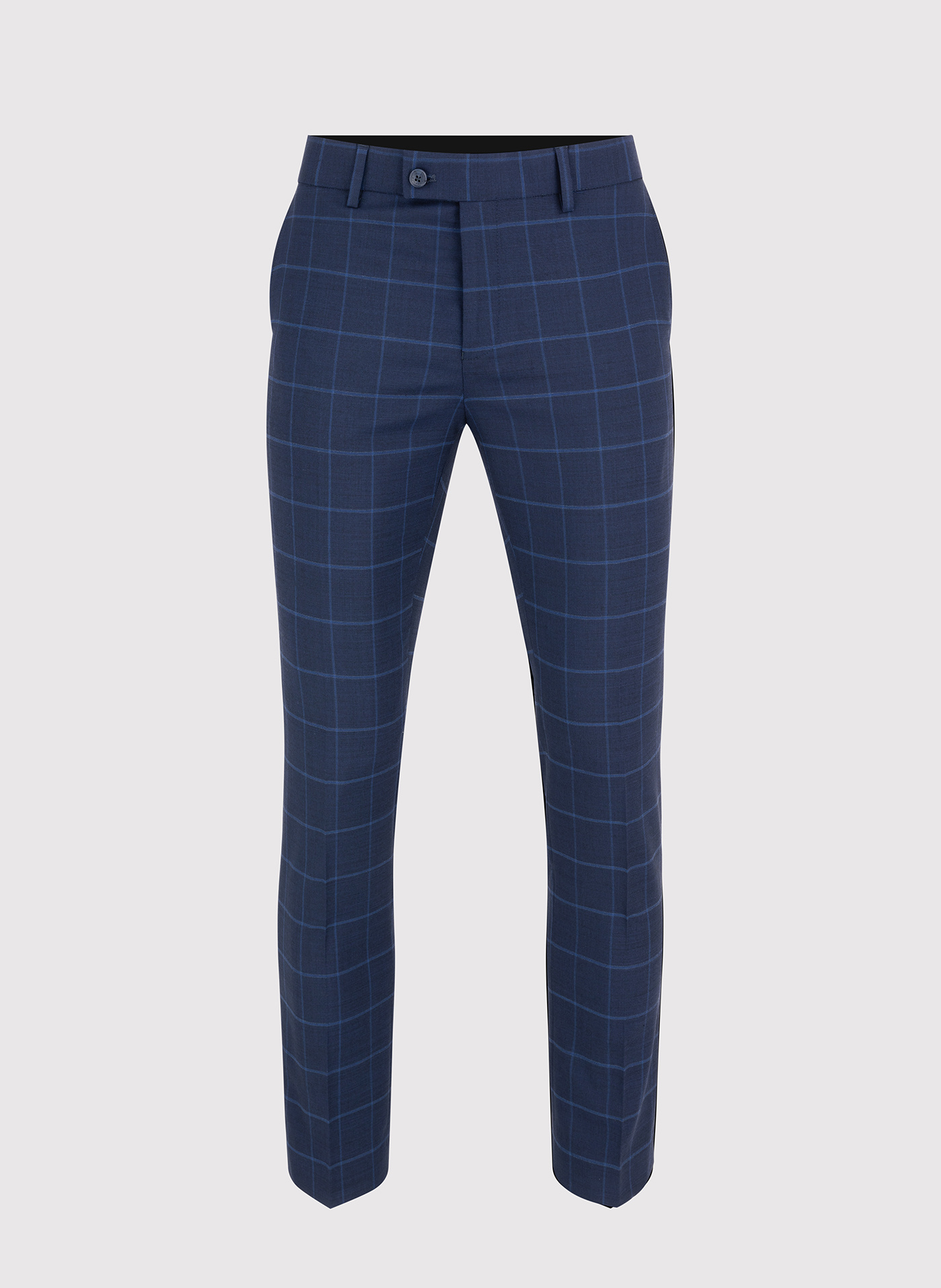 Granatowe spodnie garniturowe w niebieską kratkę - Pako Lorente